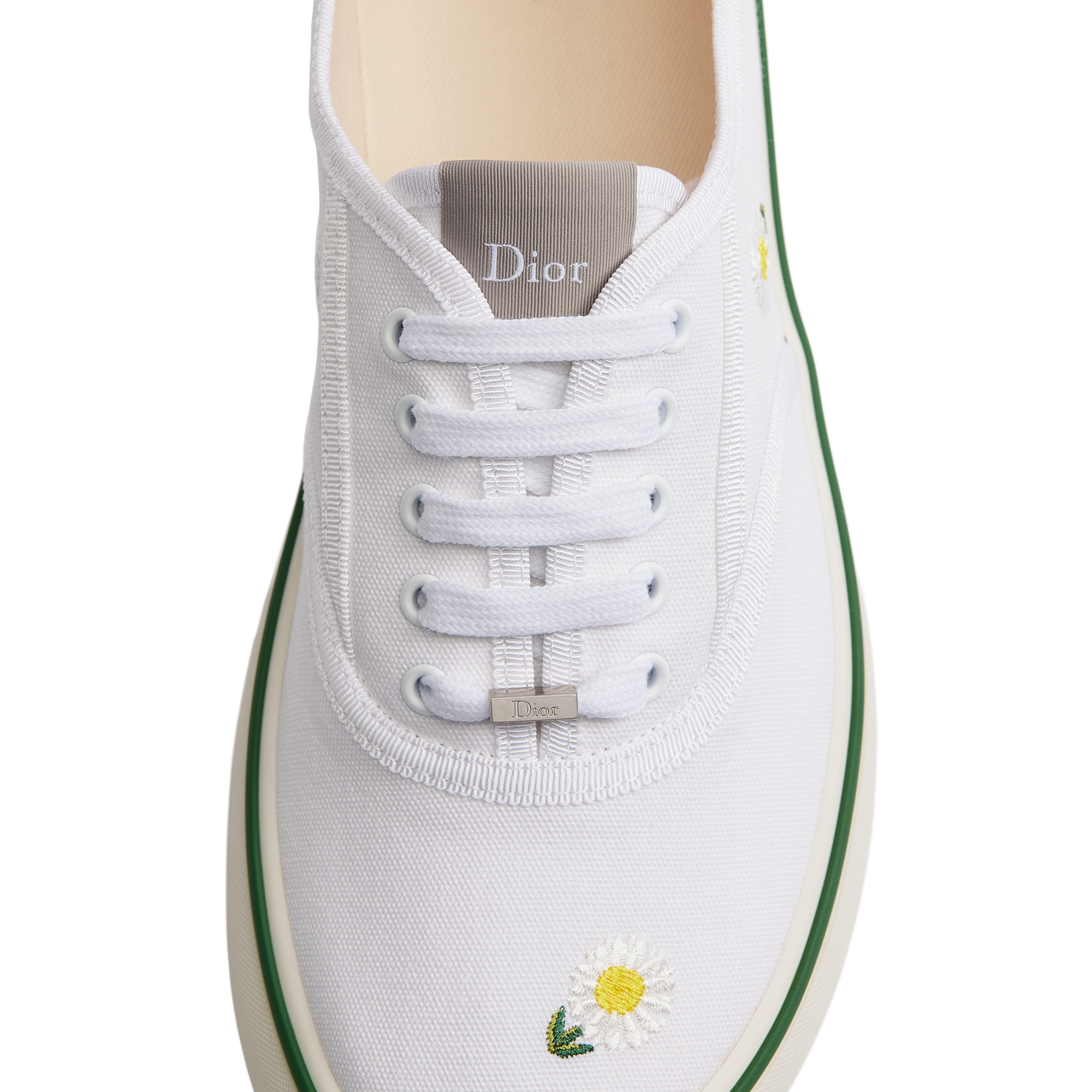 Dior Saltwind Sneaker White Cotton Embroidered with Multicolor Dior Daisy Motif E12