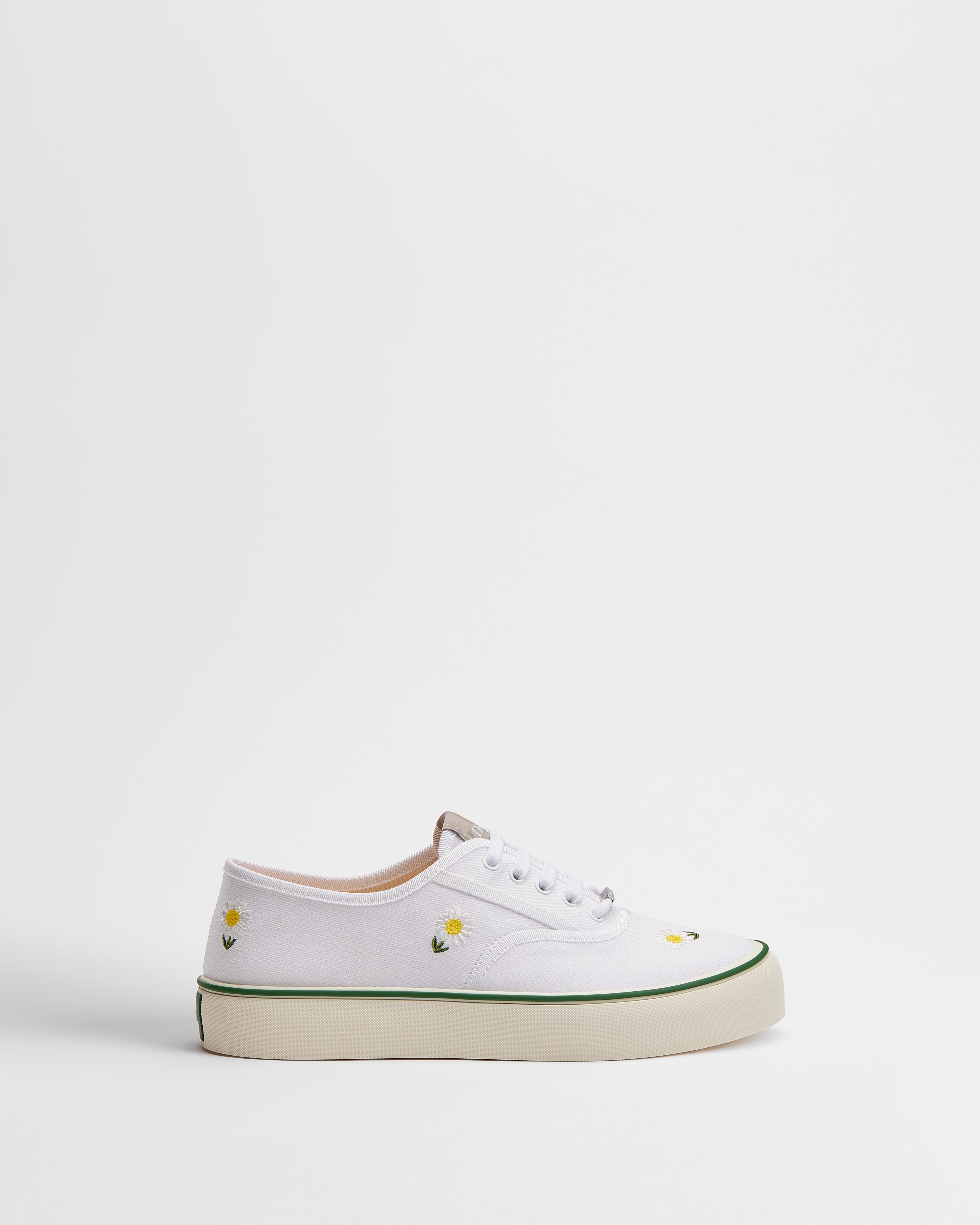 Dior Saltwind Sneaker White Cotton Embroidered with Multicolor Dior Daisy Motif E02
