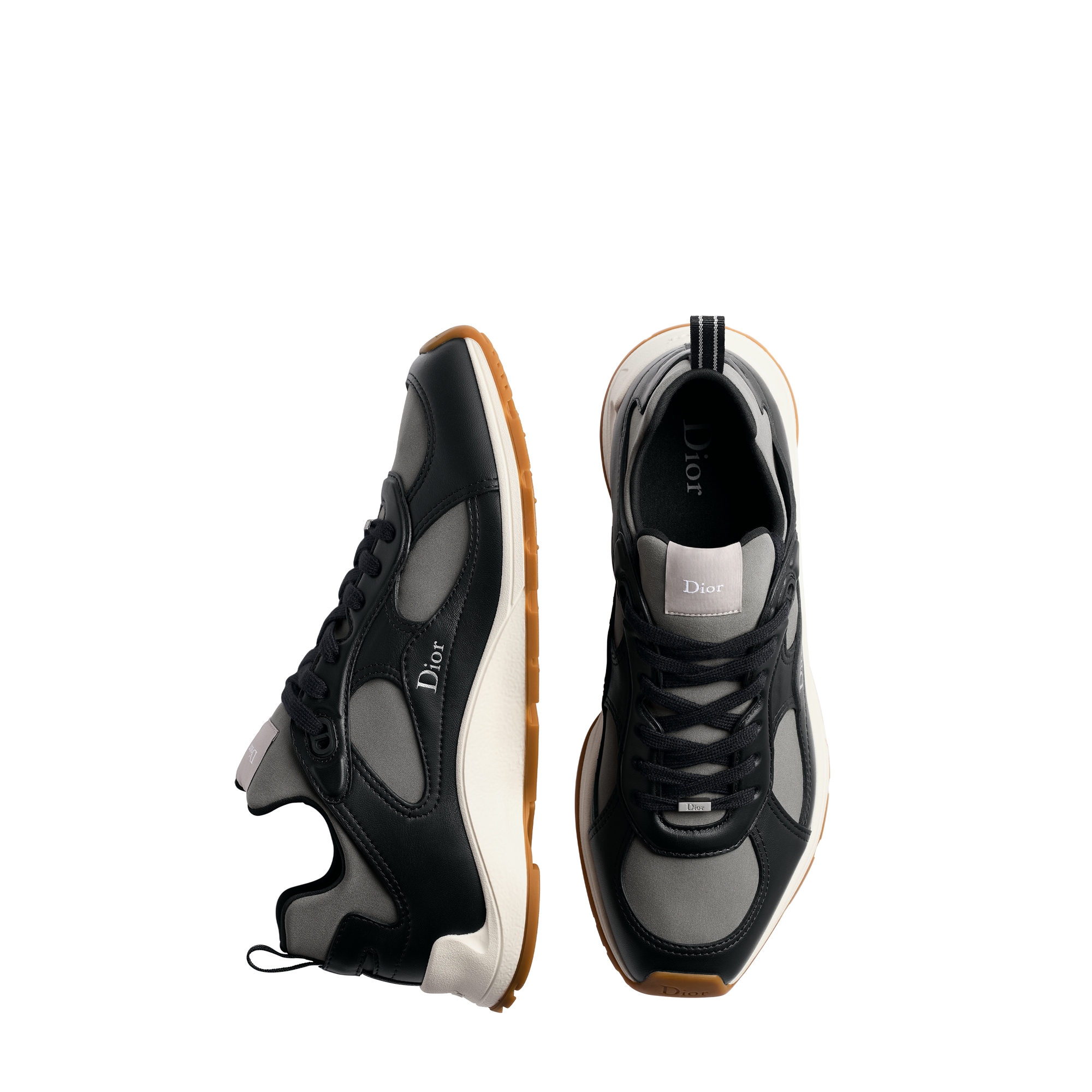 Dior Mile Sneaker Black Smooth Lambskin and Gray Neoprene E06