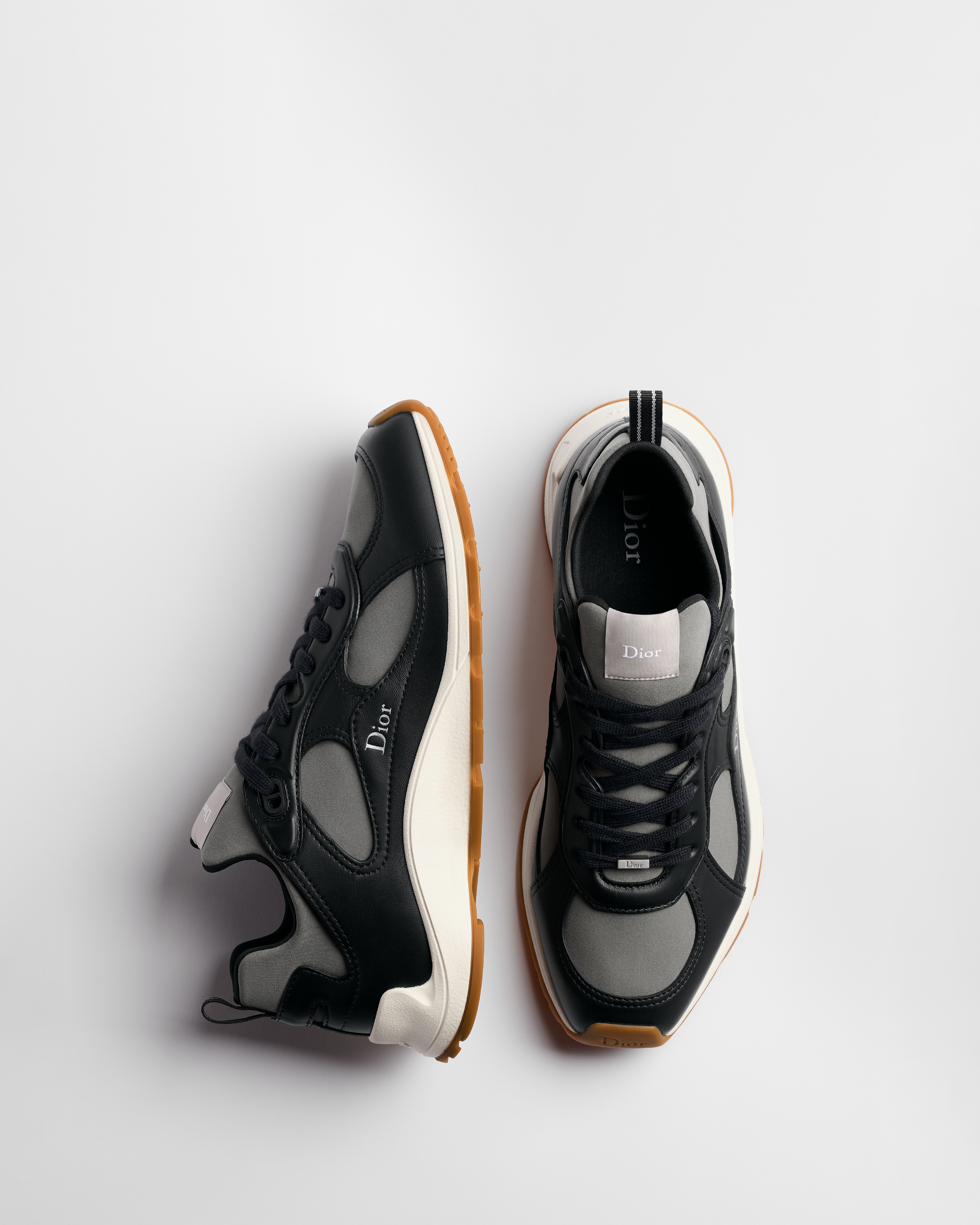 Dior Mile Sneaker Black Smooth Lambskin and Gray Neoprene E06