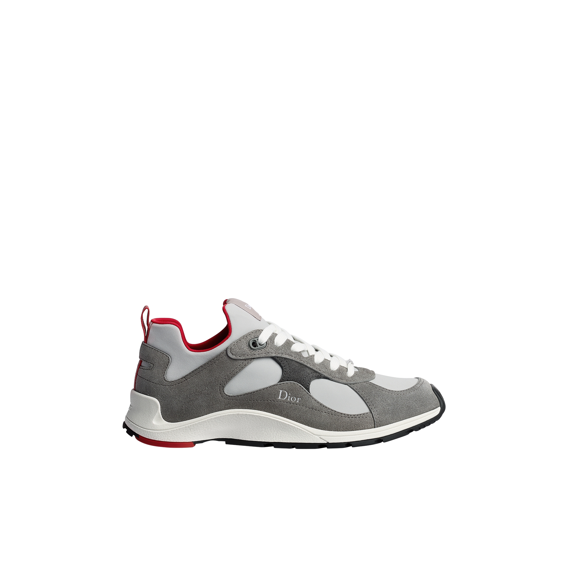 Dior Mile Sneaker Gray Suede Calfskin with Gray and Red Neoprene E02