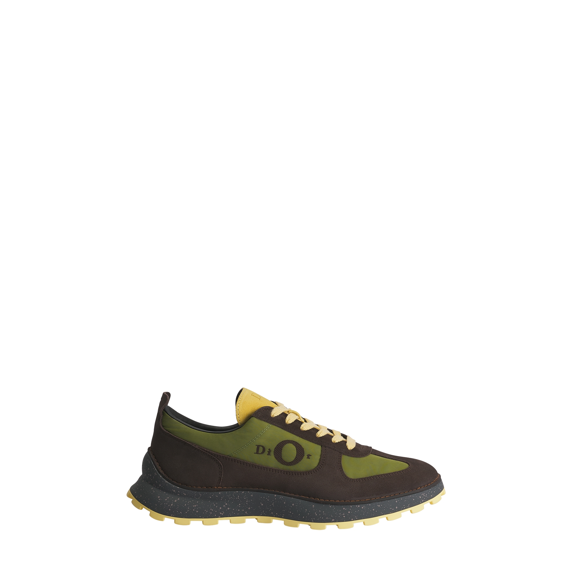  Brown and Yellow Suede Calfskin with Green Technical Fabric