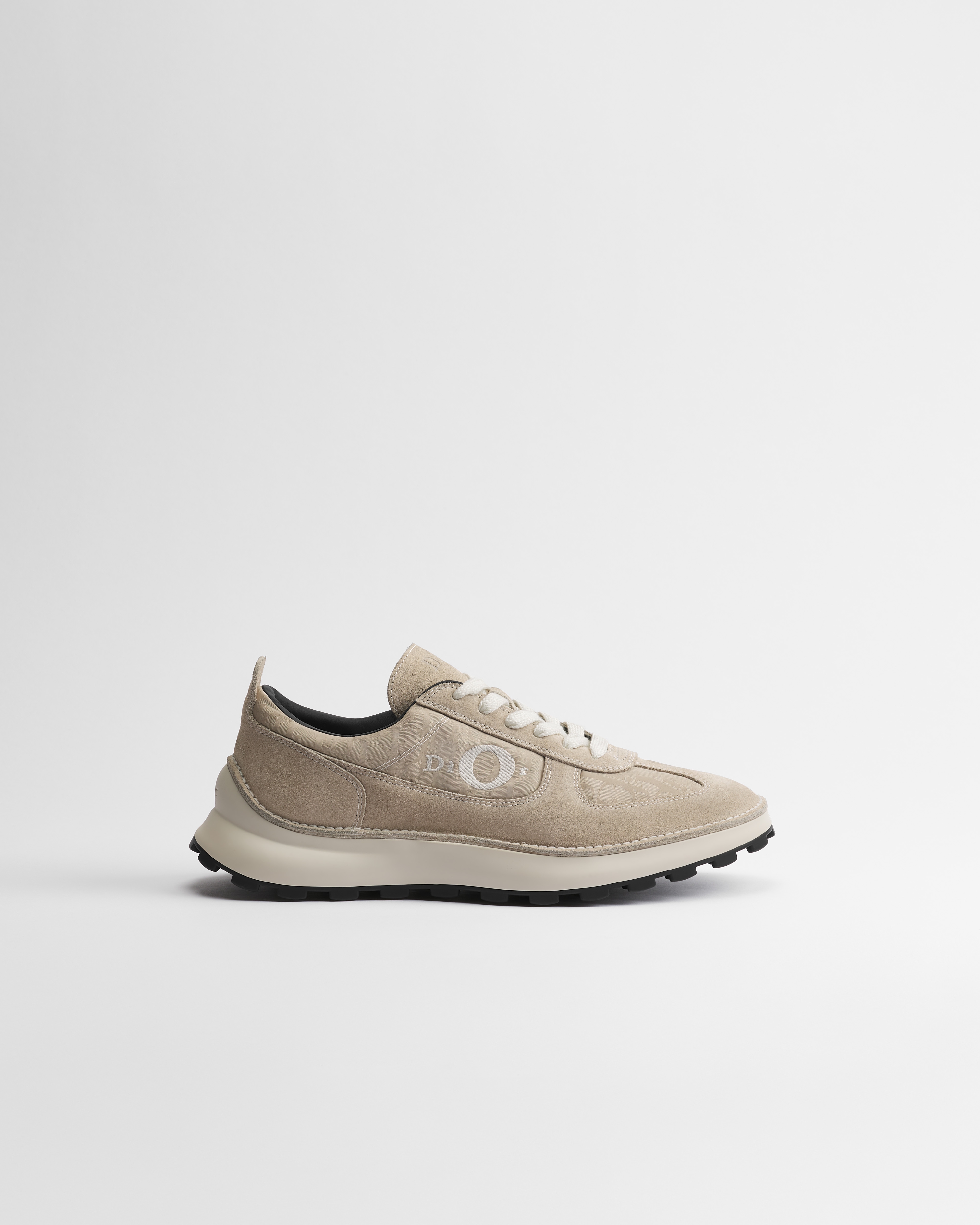 Dior Squash Sneaker Beige Suede Calfskin and Beige Dior Oblique Technical Fabric E02