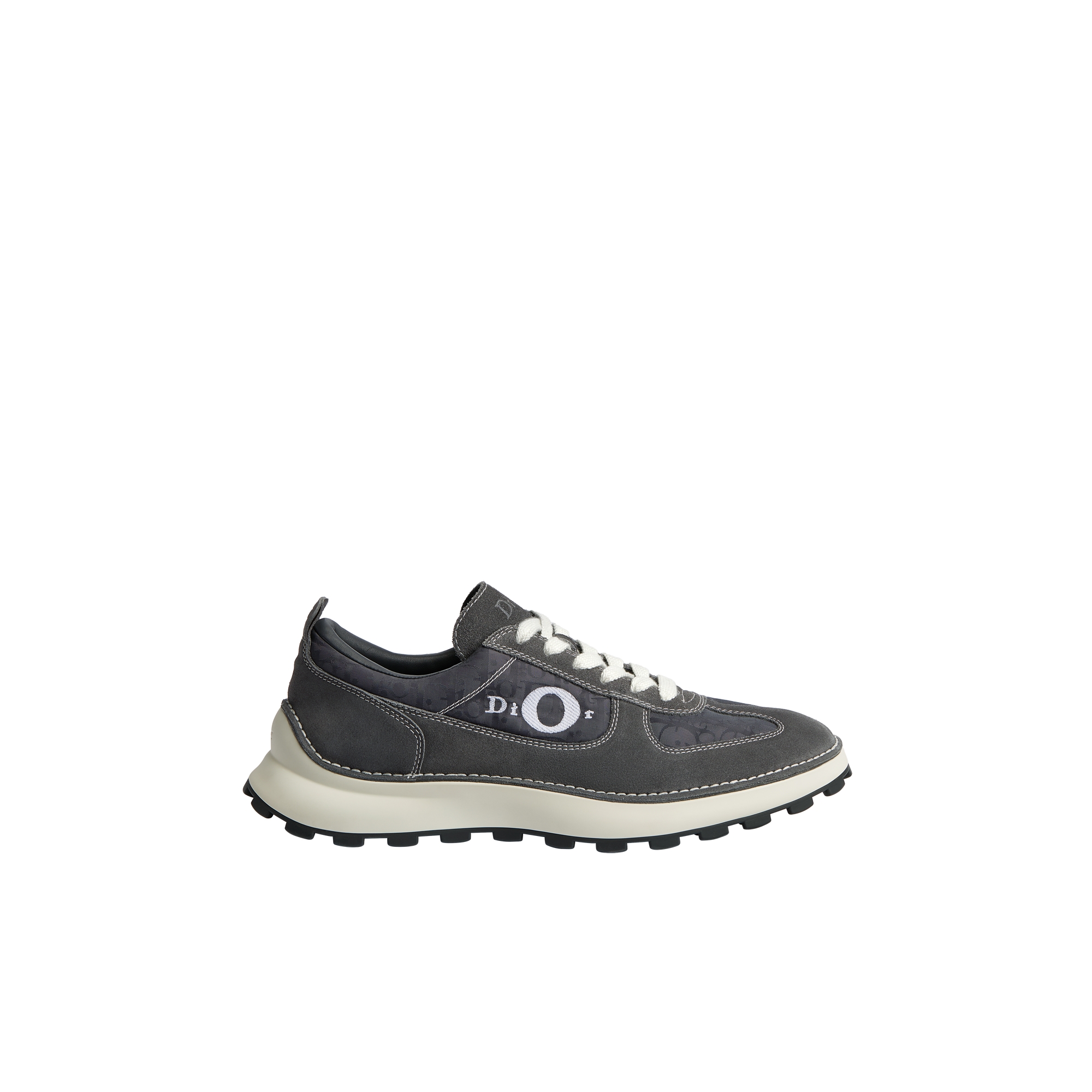 Dior Squash Sneaker Gray Suede Calfskin and Gray Dior Oblique Technical Fabric E02
