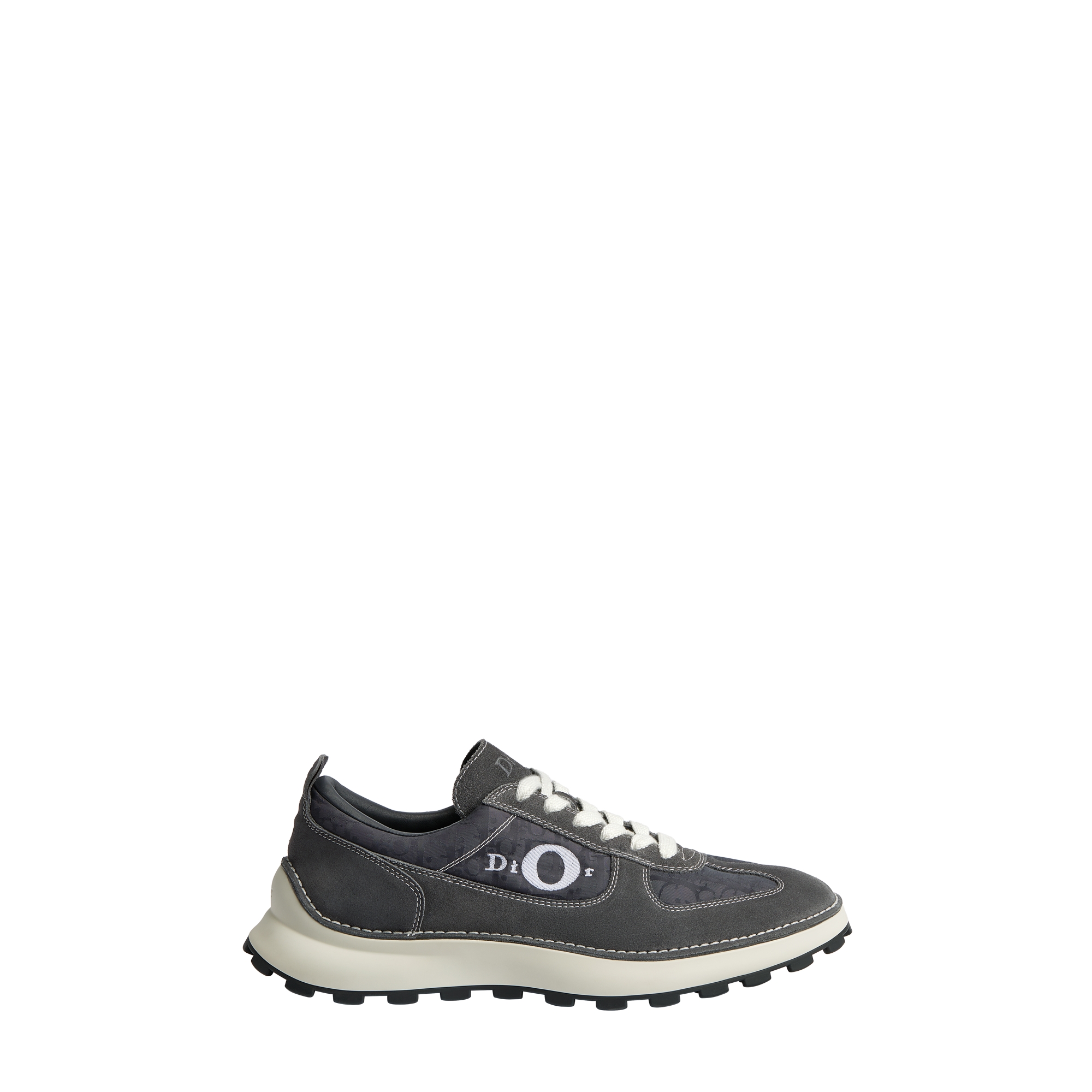 Dior Squash Sneaker Gray Suede Calfskin and Gray Dior Oblique Technical Fabric E02