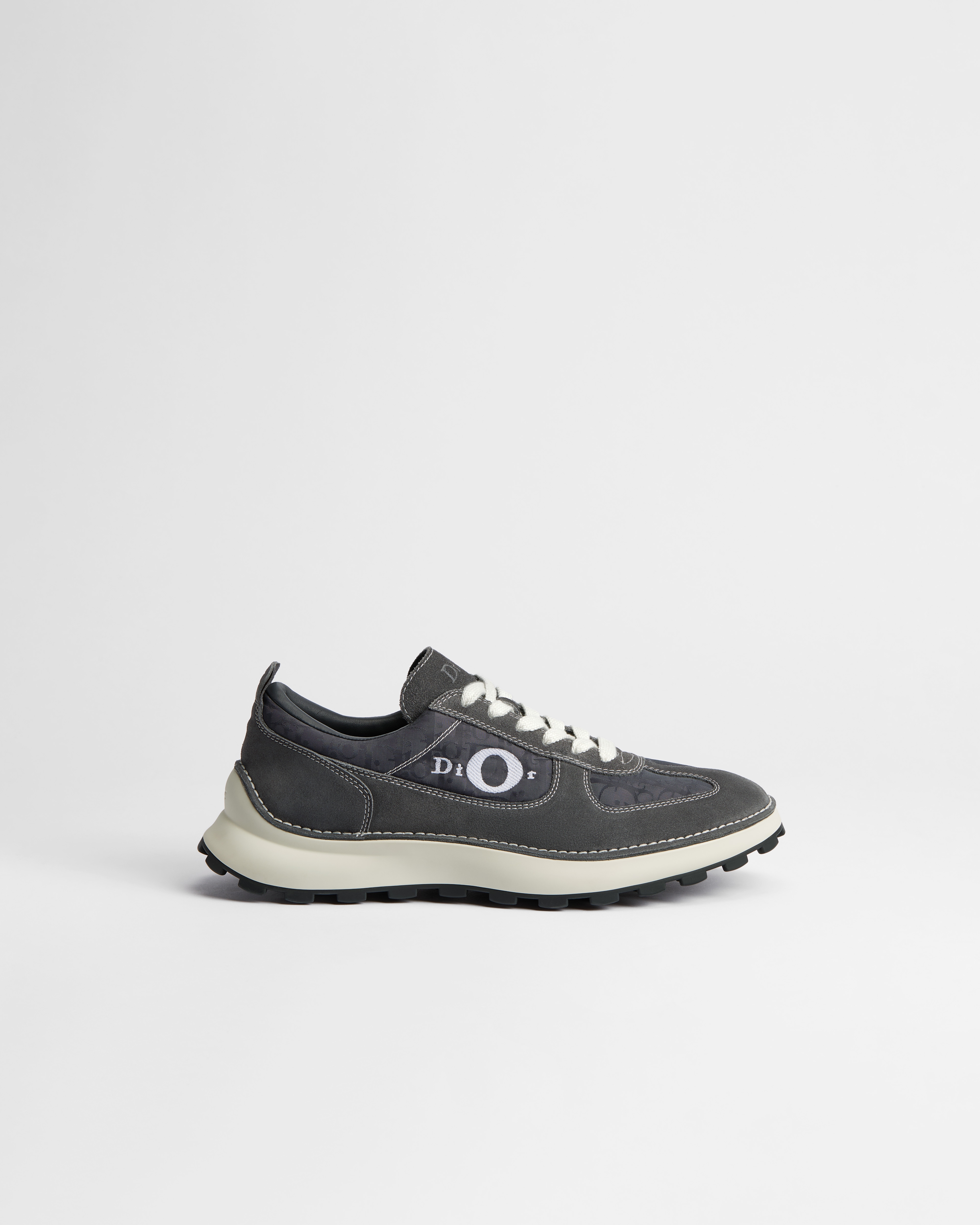 Dior Squash Sneaker Gray Suede Calfskin and Gray Dior Oblique Technical Fabric E02