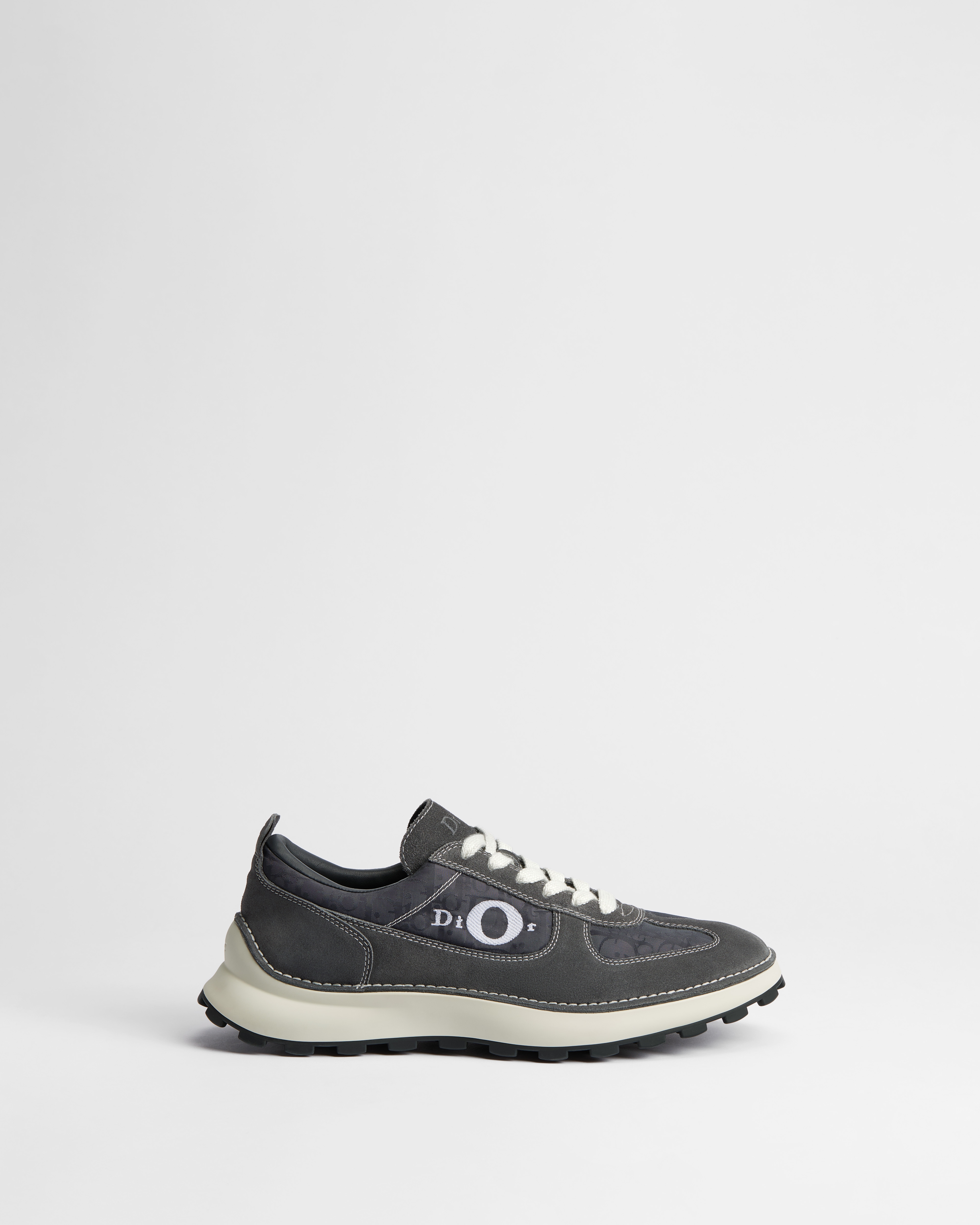 Dior Squash Sneaker Gray Suede Calfskin and Gray Dior Oblique Technical Fabric E02