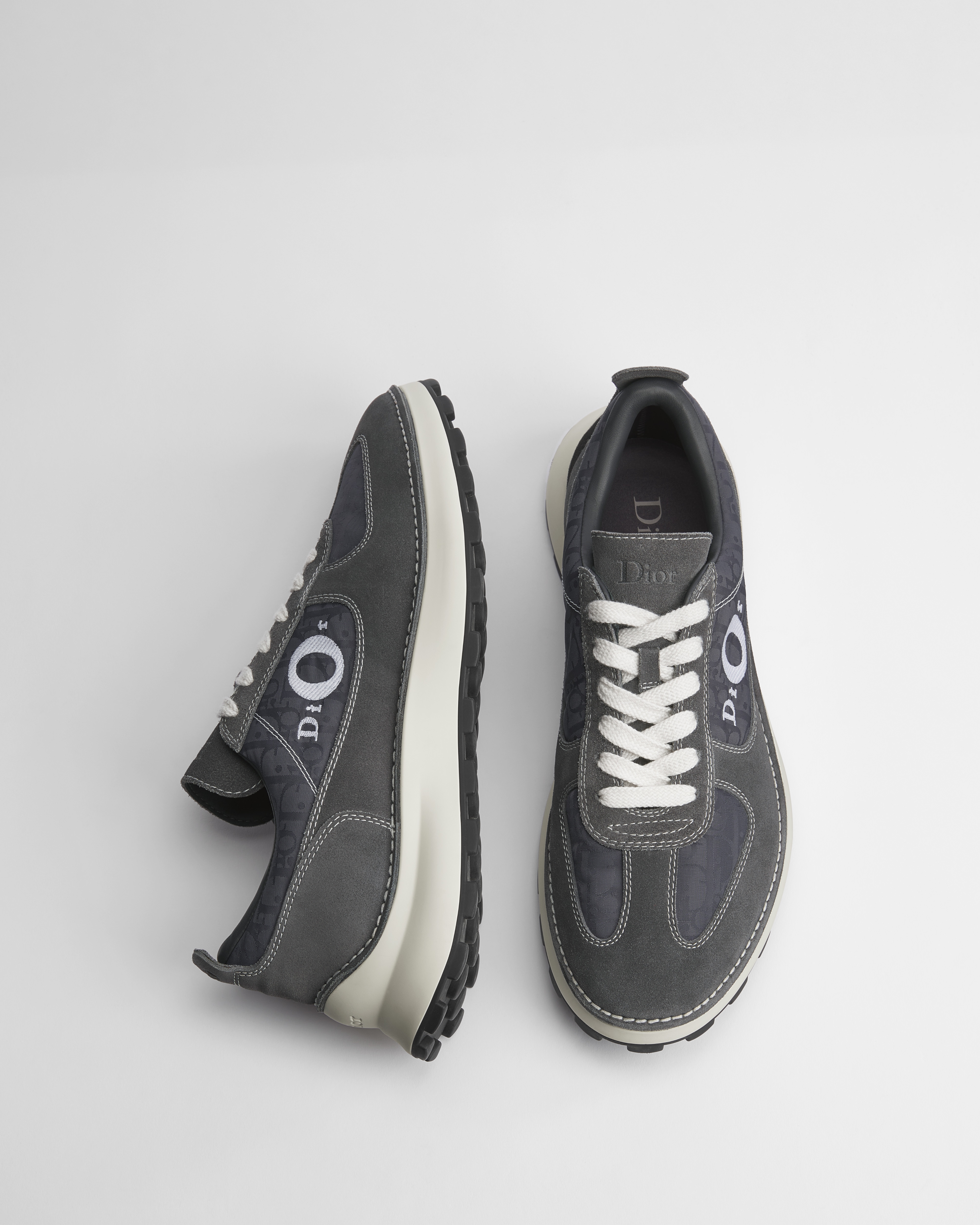 Dior Squash Sneaker Kalbsveloursleder in Grau und Dior Oblique Funktionsstoff in Grau E06