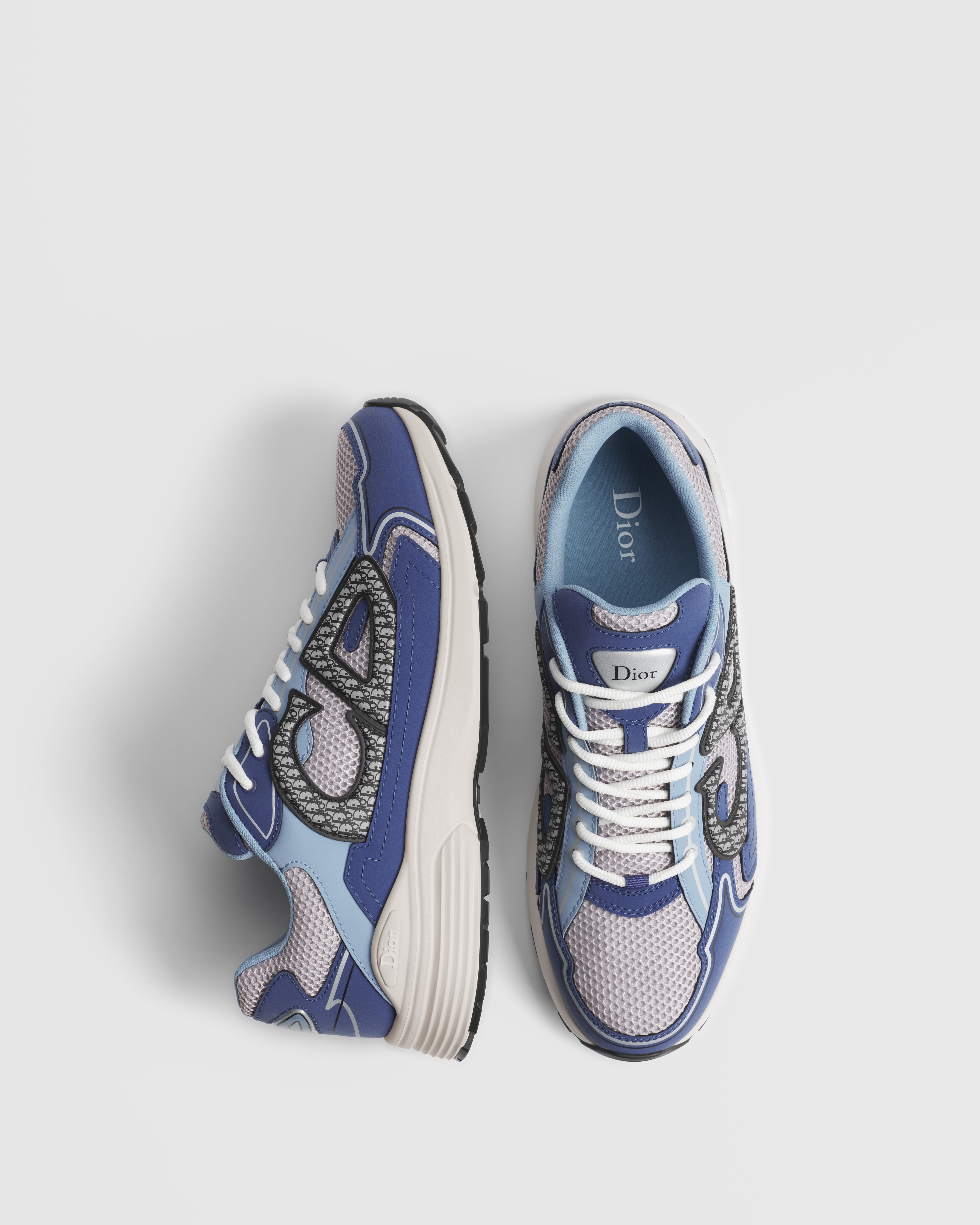Sneaker B30 Countdown Tejido técnico de malla gris con tejido técnico azul marino y azul E06