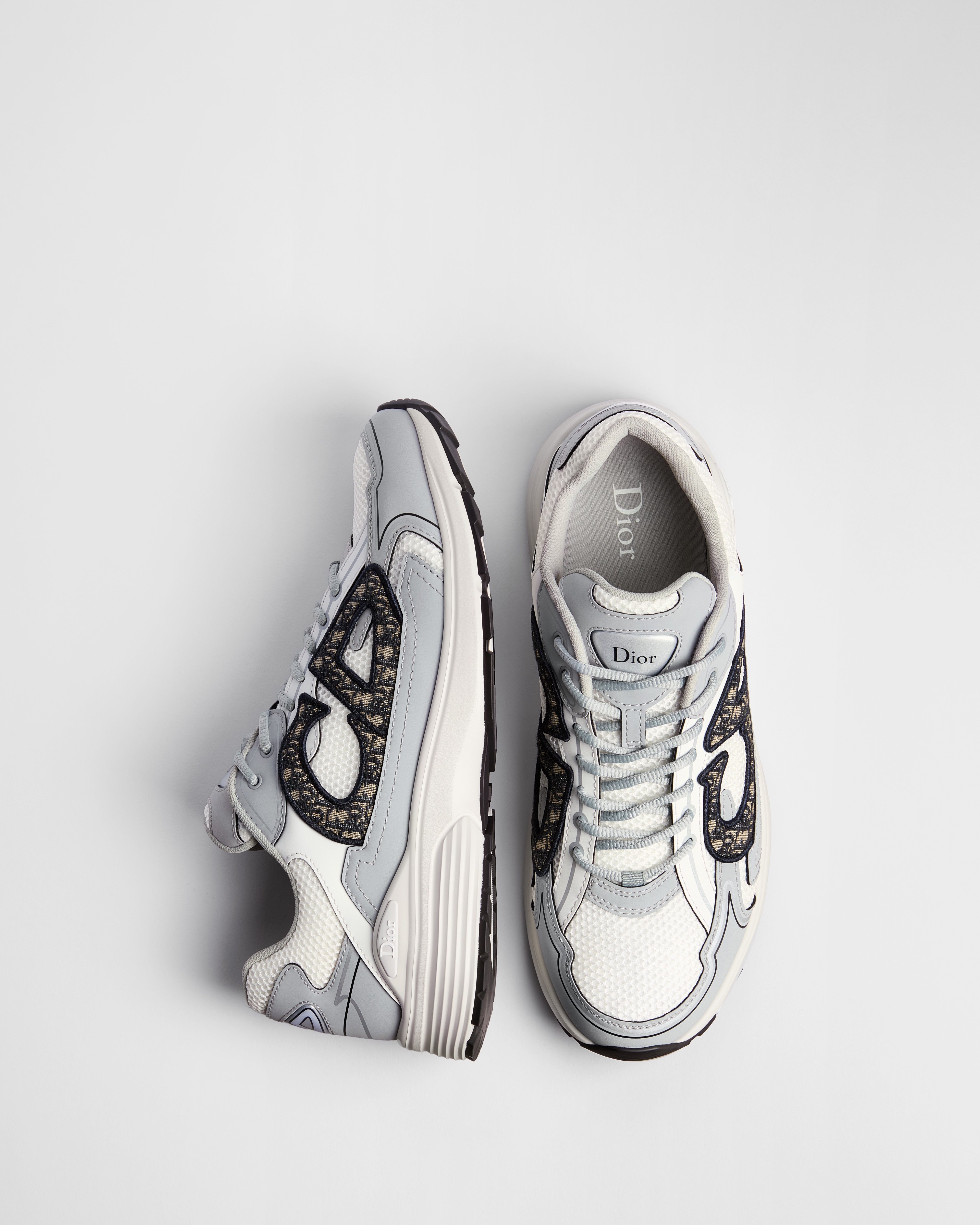 B30 Countdown Sneaker White Technical Mesh with Gray and White Technical Fabric E06