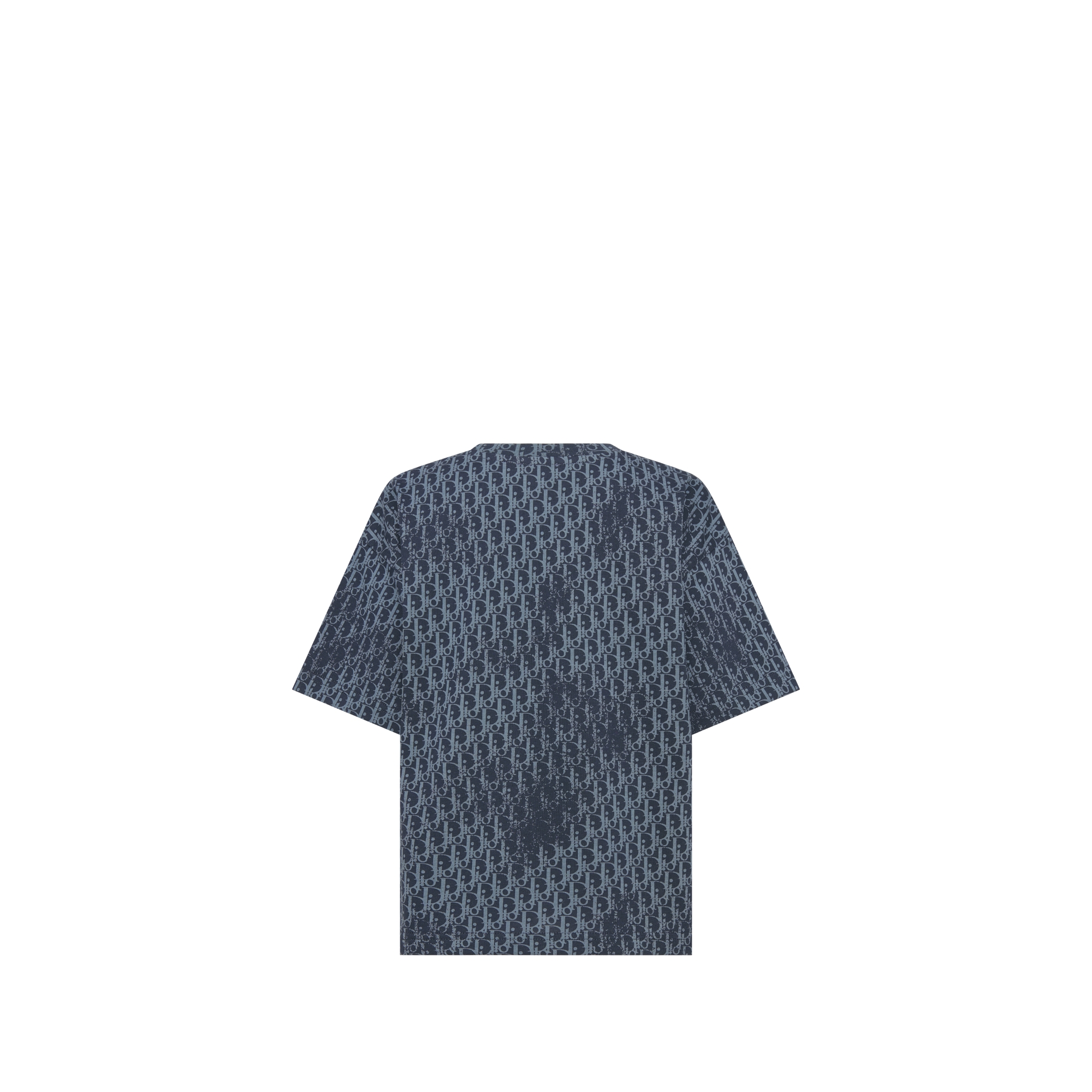 Kids' T-Shirt Navy Blue Cotton Jersey with Blue Dior Oblique Print E08