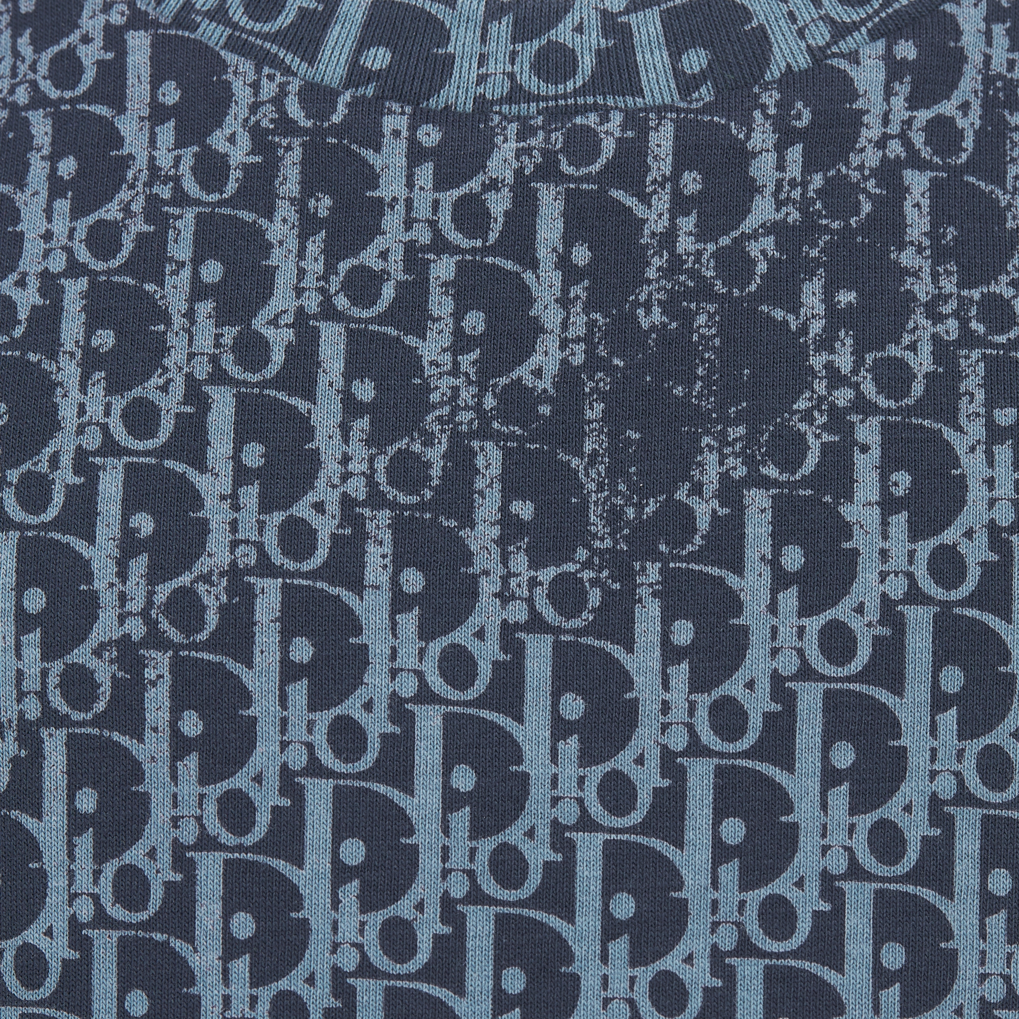 Kids' T-Shirt Navy Blue Cotton Jersey with Blue Dior Oblique Print E09