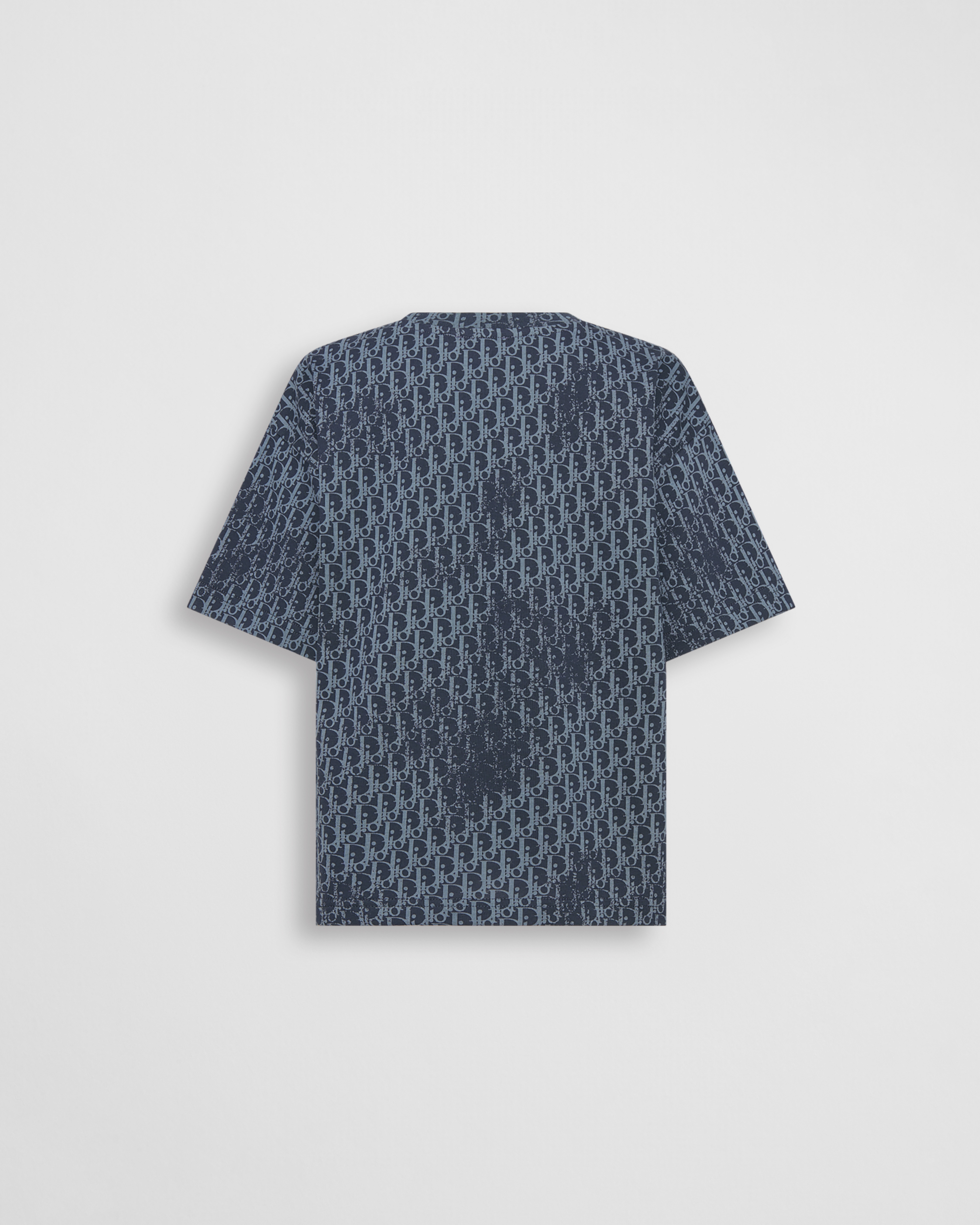 Kids' T-Shirt Navy Blue Cotton Jersey with Blue Dior Oblique Motif
