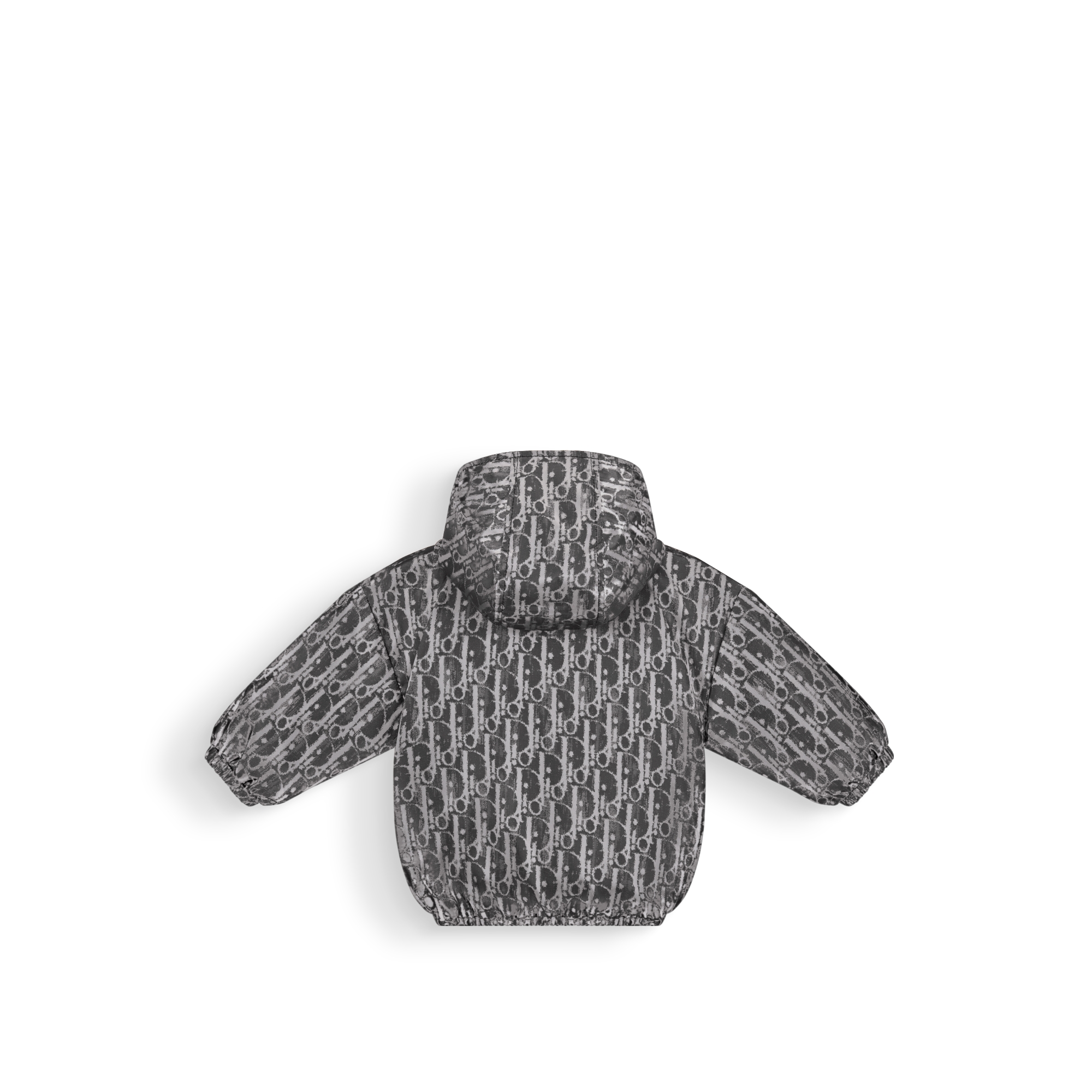Veste coupe-vent à capuche bébé Toile technique déperlante jacquard Dior Oblique gris métallisé E08