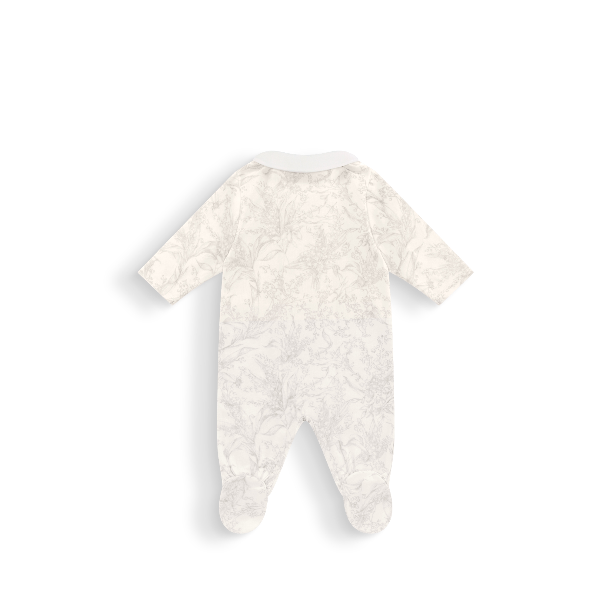 Geschenkset für Neugeborene Baumwoll-Interlock in Elfenbein mit Lily of the Valley Print in Hellgrau E03