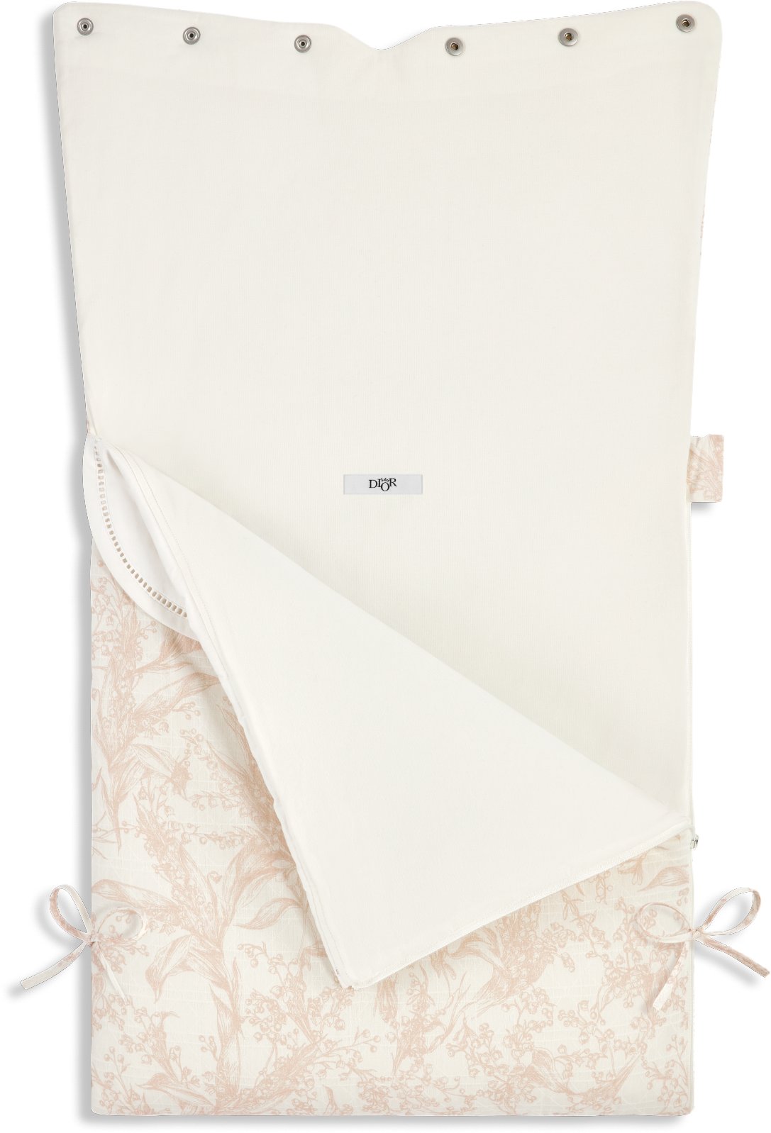 Sleeping Bag Ivory Cotton Voile with Cannage Jacquard and Pink Lily of the Valley Print DIOR