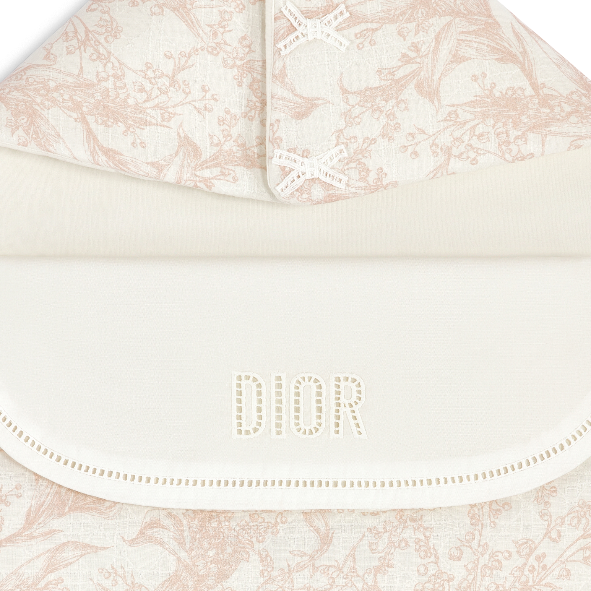 Sleeping Bag Ivory Cotton Voile with Cannage Jacquard and Pink Lily of the Valley Print E09