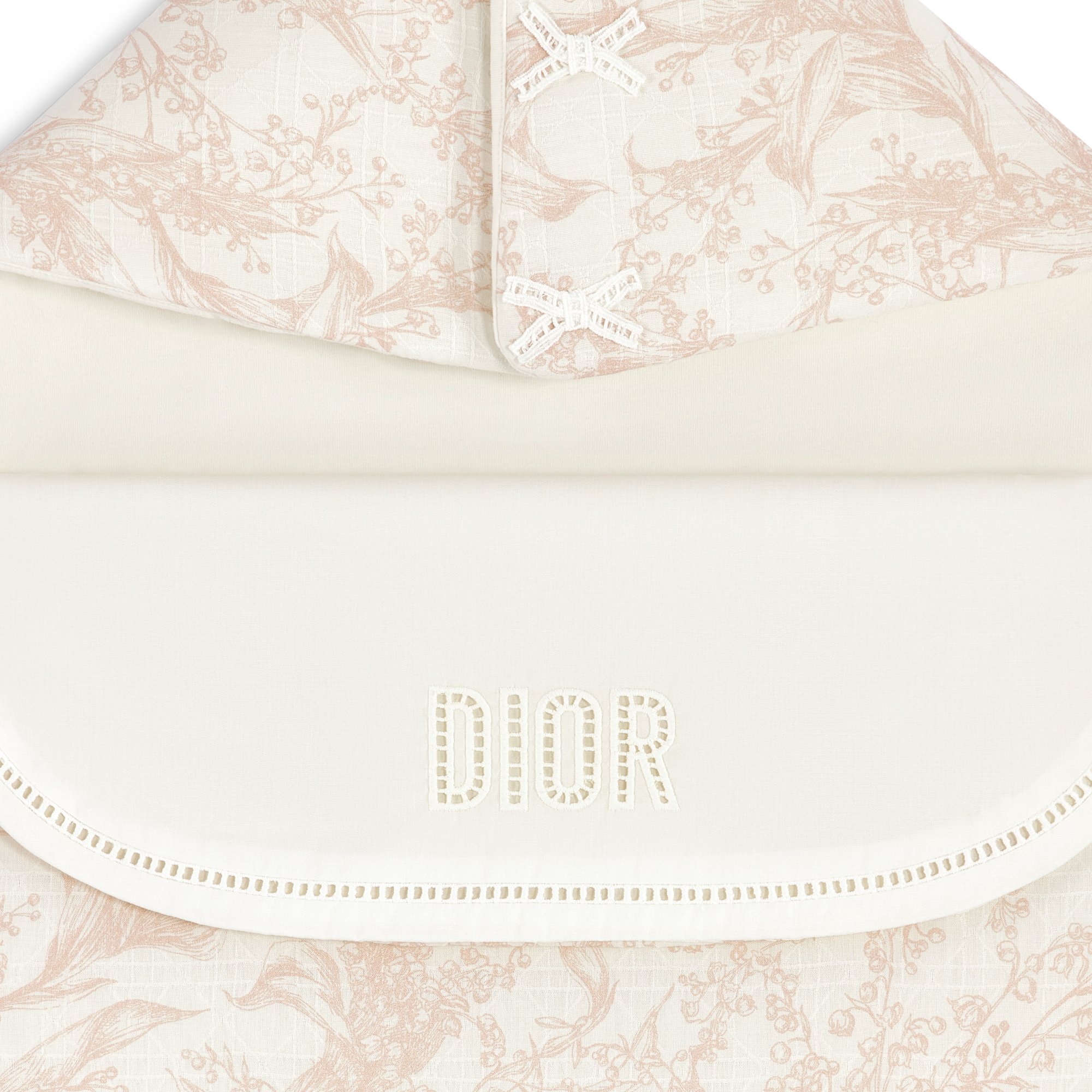 Sleeping Bag Ivory Cotton Voile with Cannage Jacquard and Pink Lily of the Valley Print DIOR