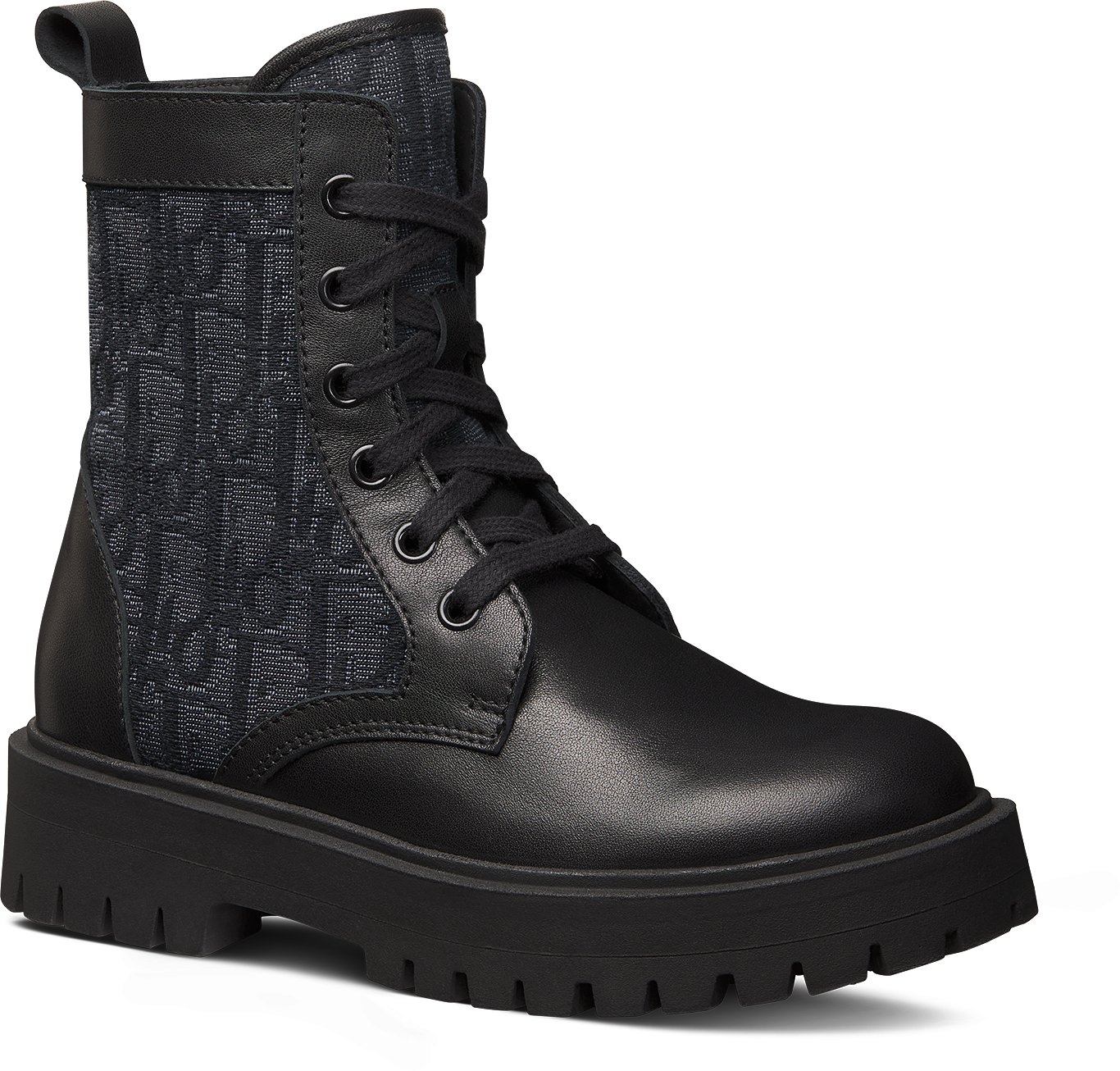 Kids Ankle Boot Black Smooth Calfskin and Dior Oblique Jacquard DIOR