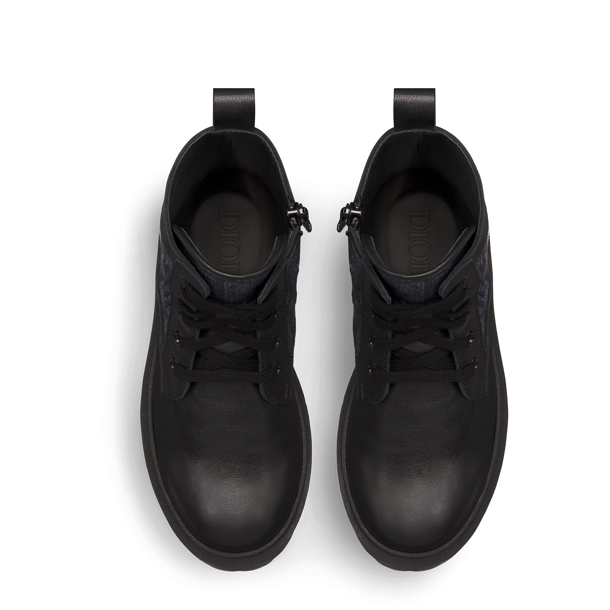 Kids' Ankle Boot Black Smooth Calfskin and Dior Oblique Jacquard E06