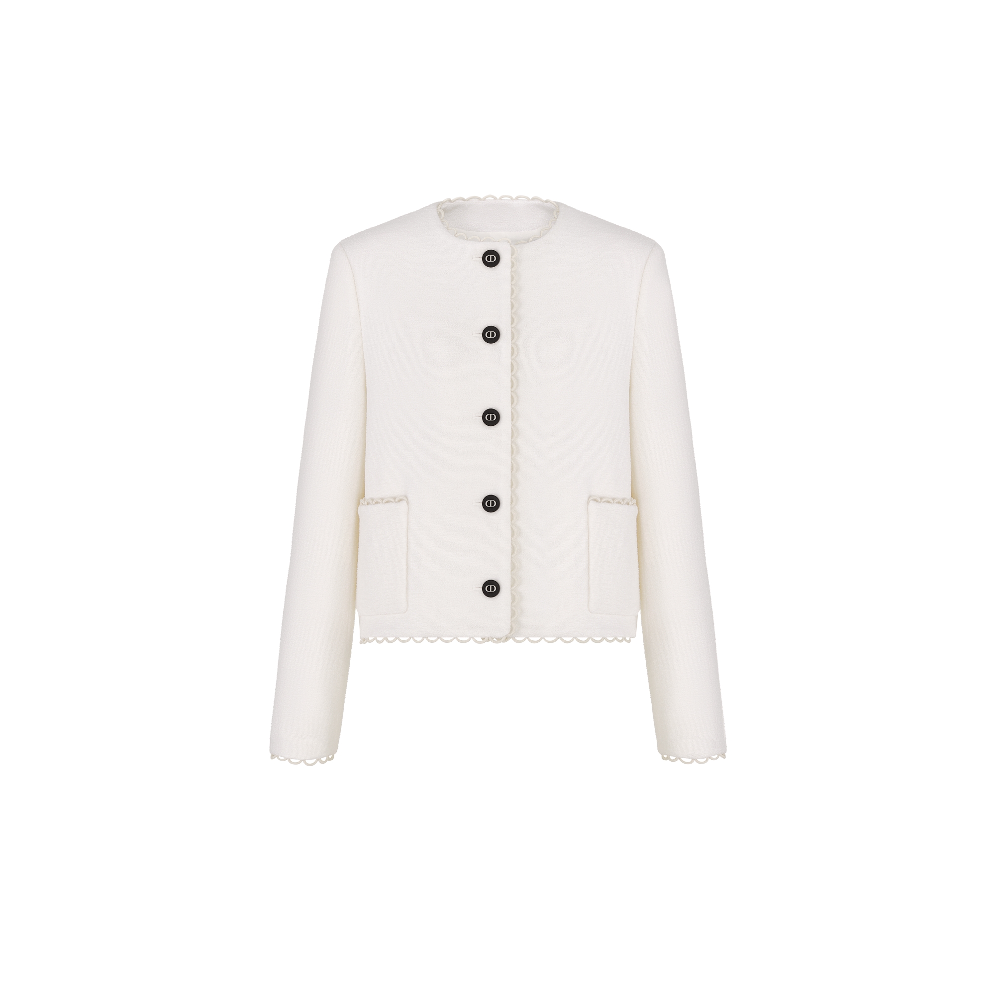 Cropped Jacket Ecru Double-Sided Virgin Wool Bouclé E01