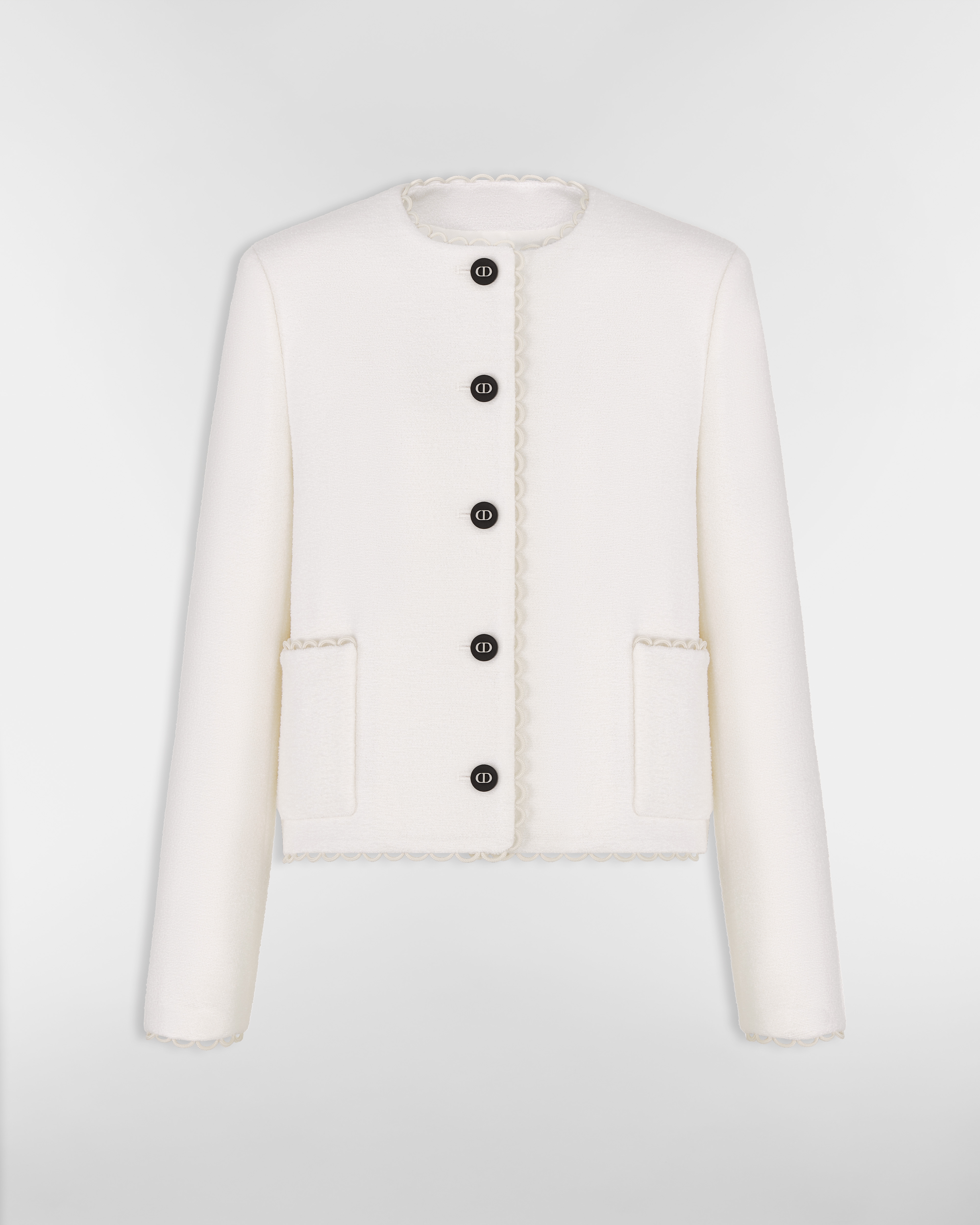 Cropped Jacket Ecru Double-Sided Virgin Wool Bouclé E01