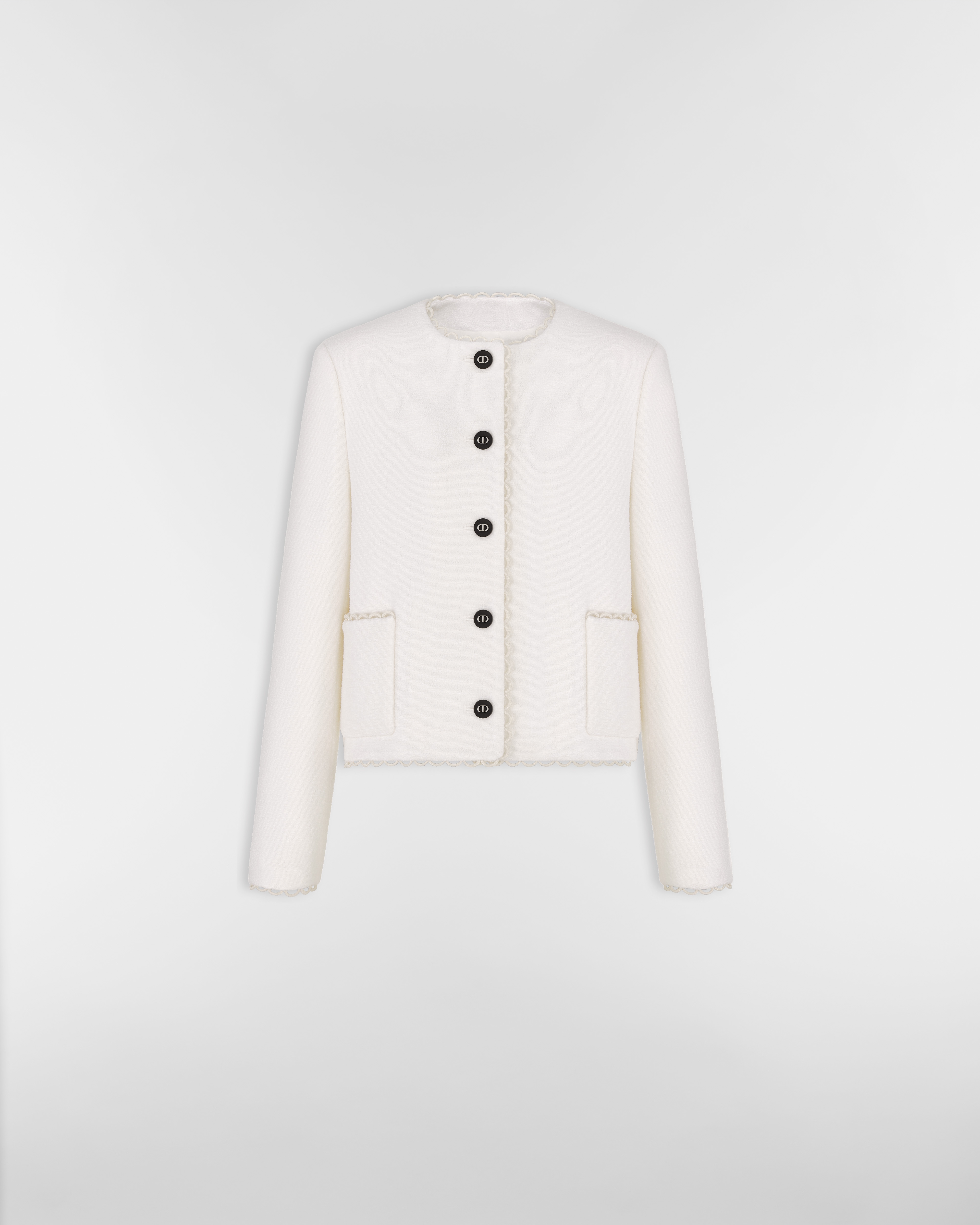 Cropped Jacket Ecru Double-Sided Virgin Wool Bouclé E01