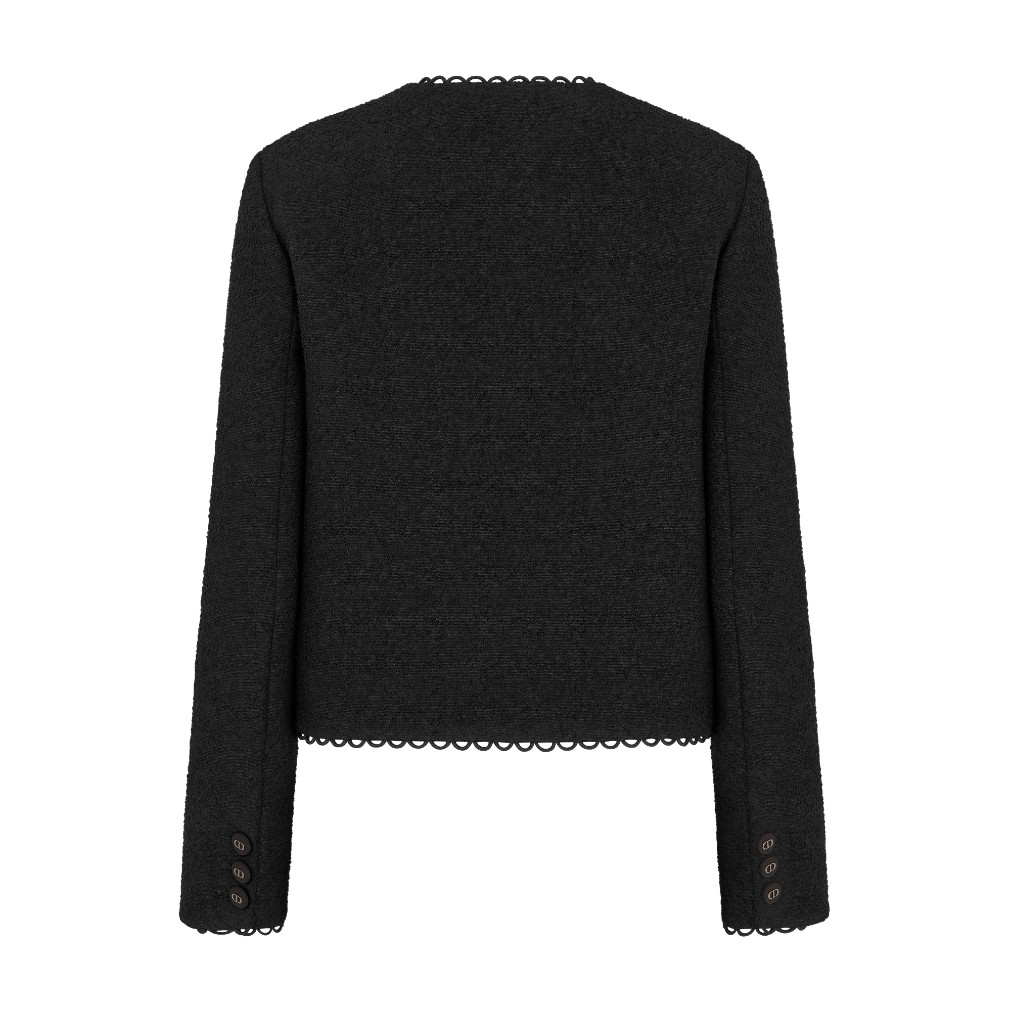 Cropped Jacket Black Double-Sided Virgin Wool Bouclé E08