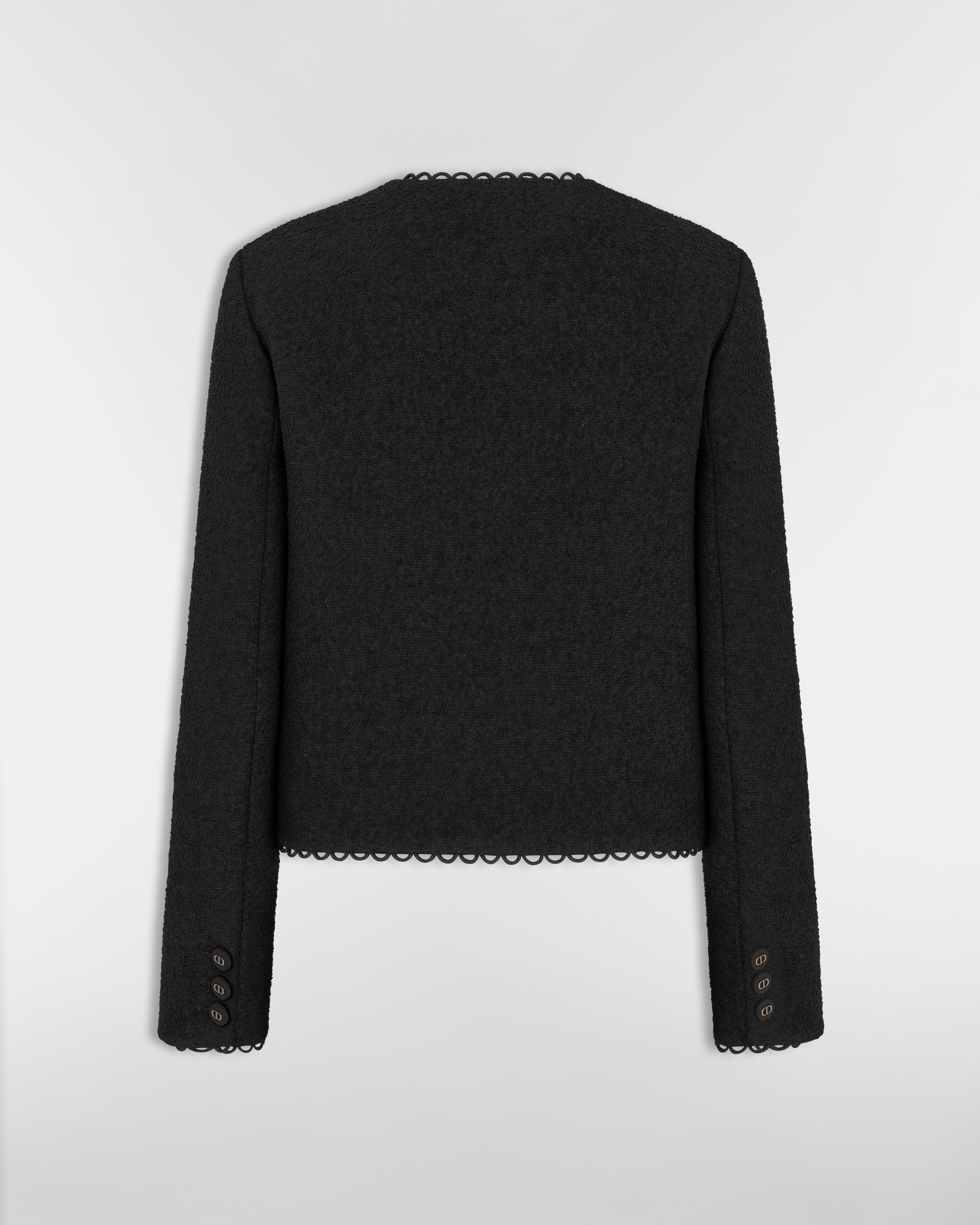Cropped Jacket Black Double-Sided Virgin Wool Bouclé E08
