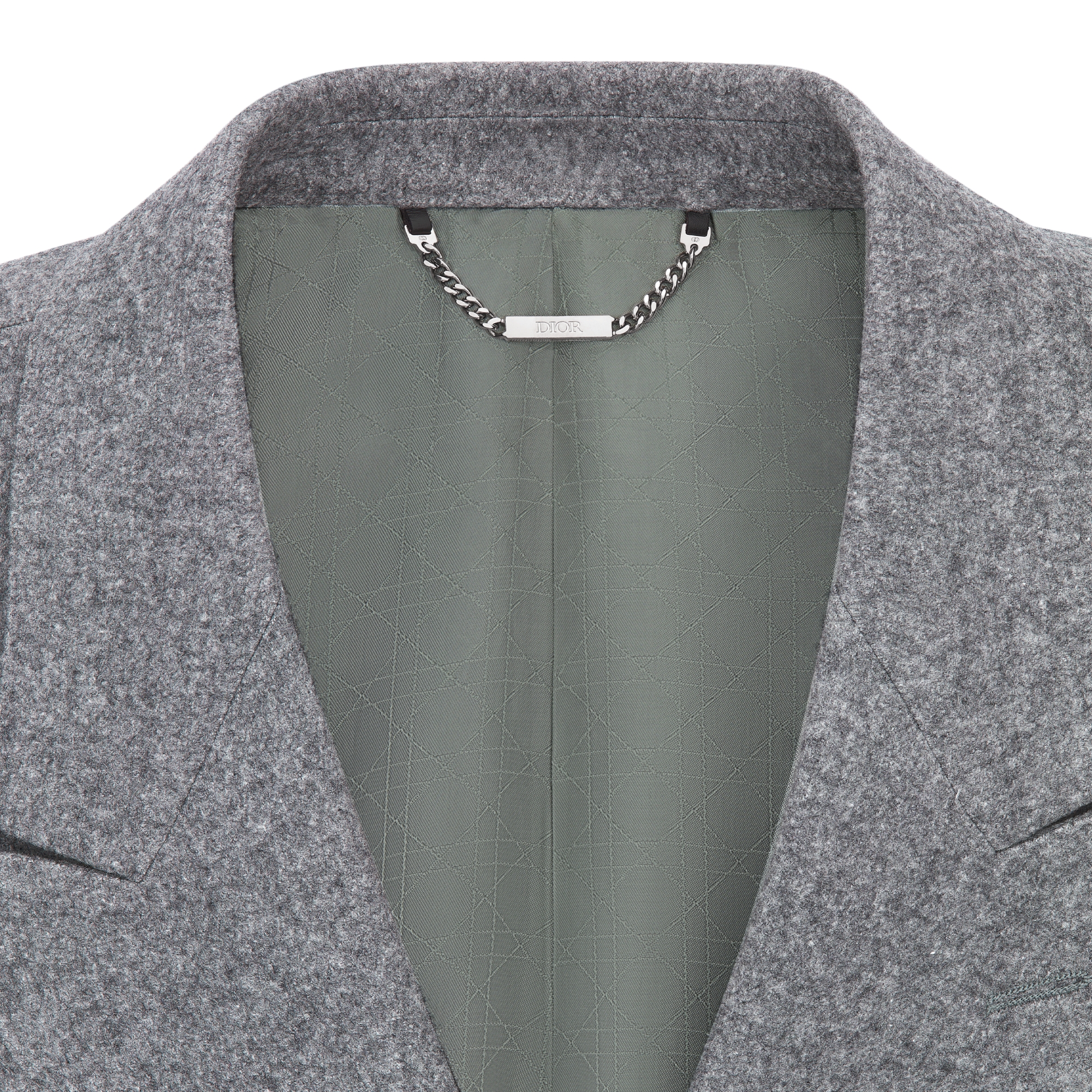 Dior Icons Oblique Jacket Gray Silk and Cashmere Flannel E10