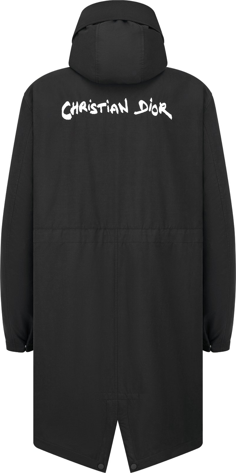 Christian Dior Tag Hooded Parka Black Blended Cotton DIOR