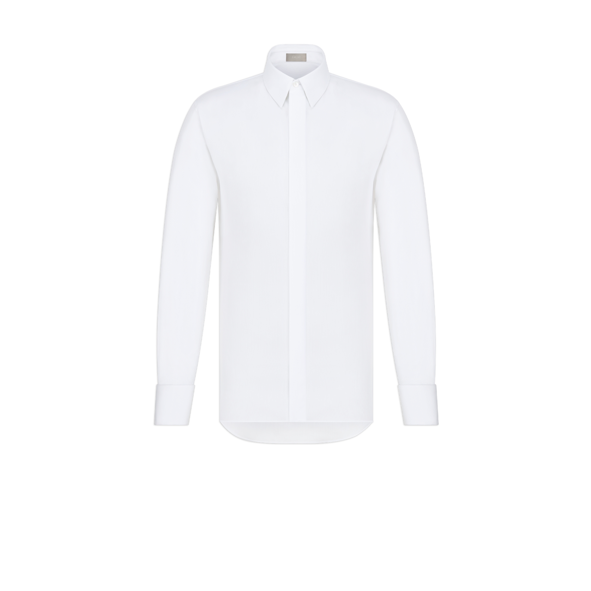 Shirt with French Cuffs Shiny White Cotton E01