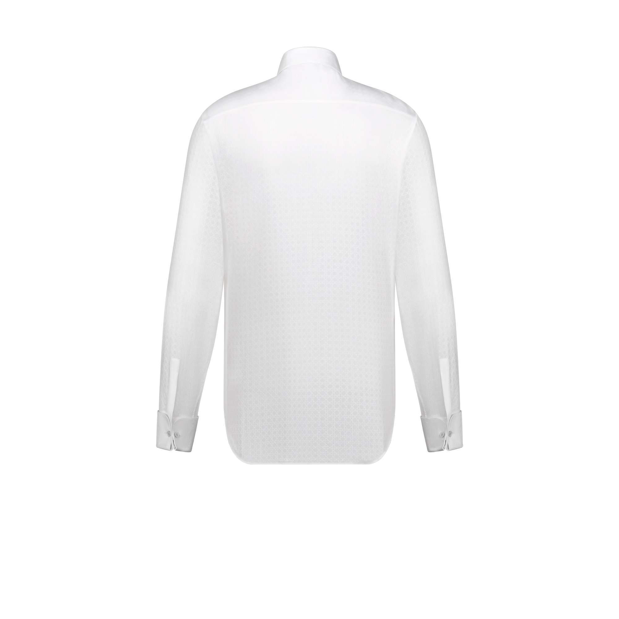 Camisa Cannage com punho francês Jacquard de algodão e seda branco E08