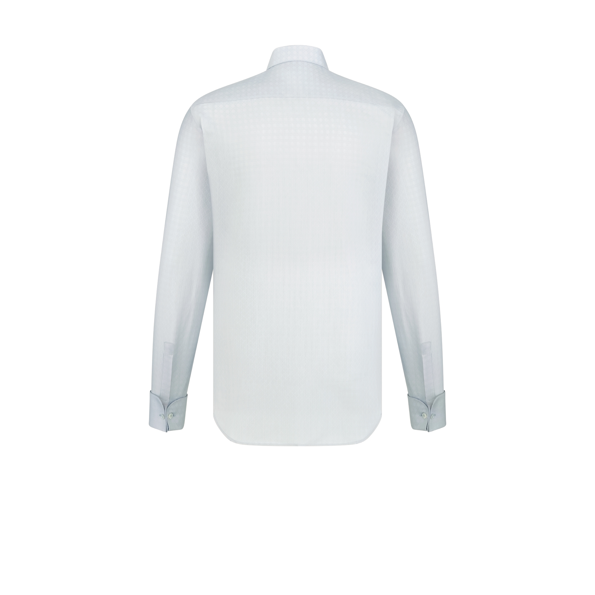 Cannage Shirt with French Cuffs Gray Cotton and Silk Jacquard E08