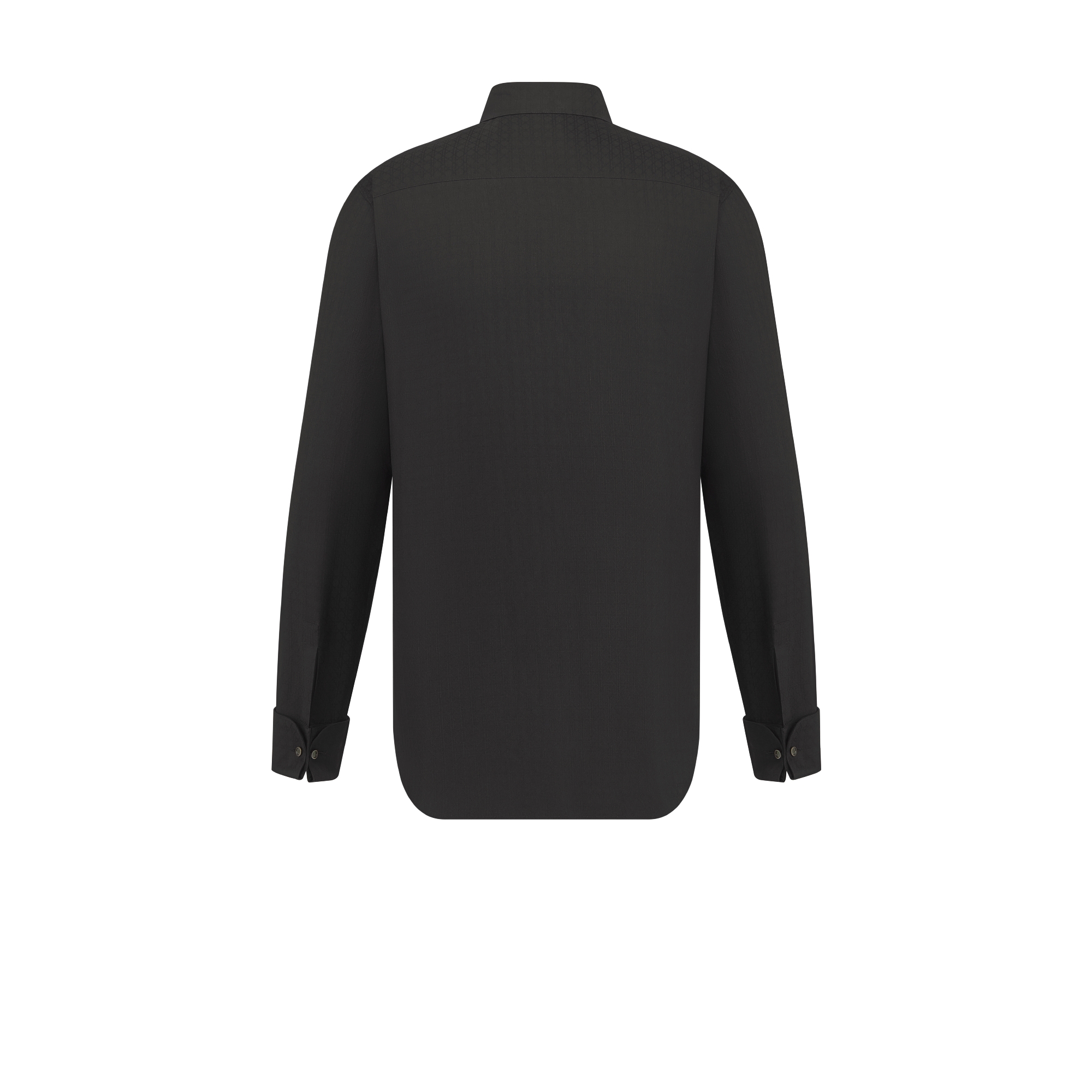 Cannage Shirt with French Cuffs Black Cotton and Silk Jacquard E08