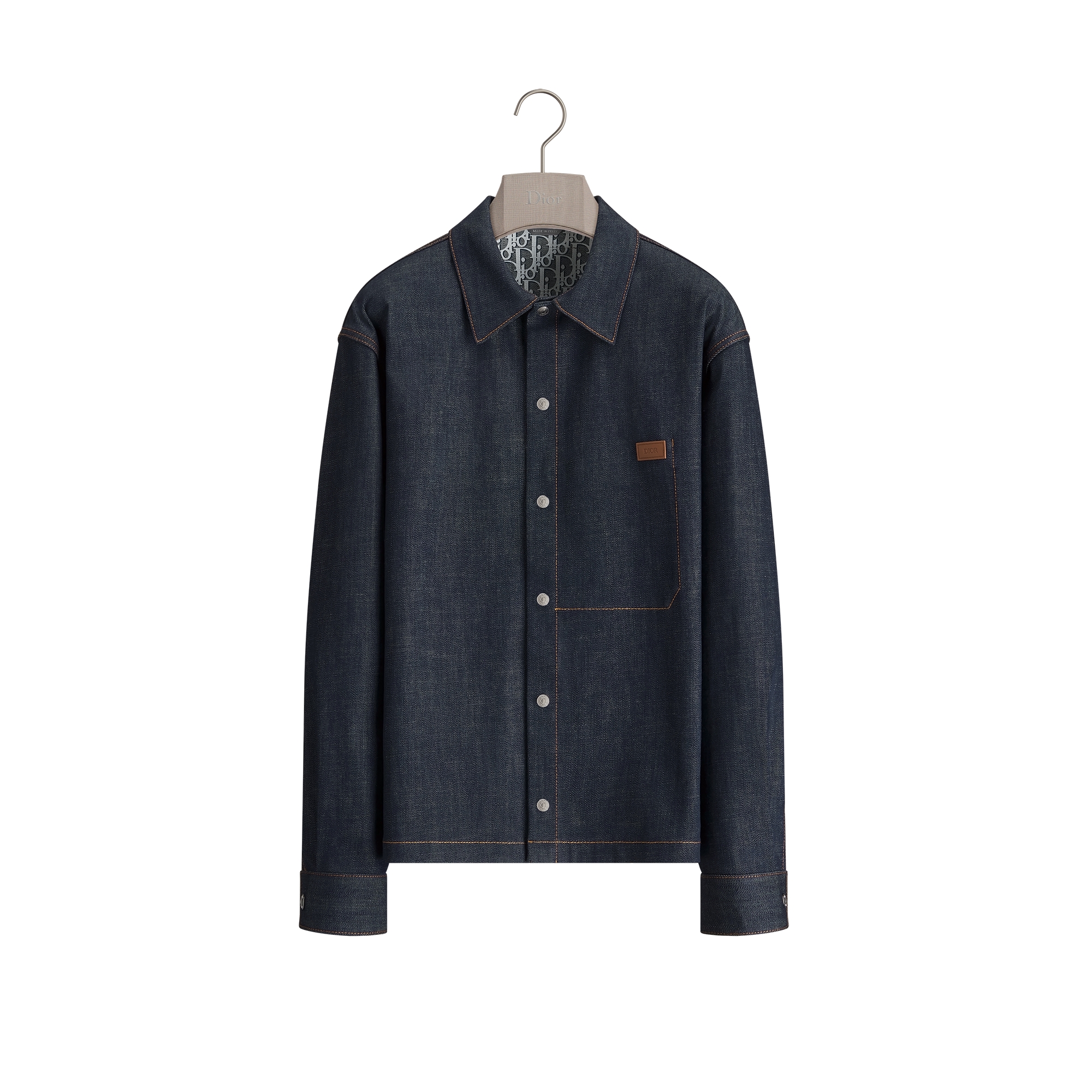 Dior Oblique Overshirt Blue Raw Cotton Denim E01