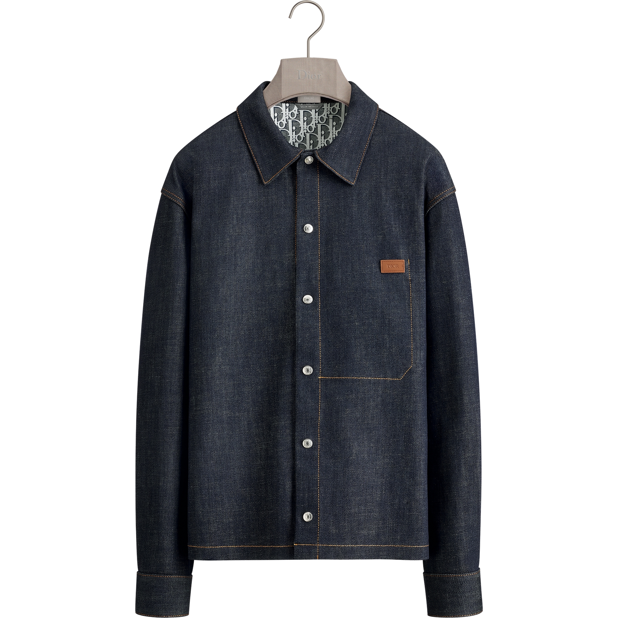 Dior Oblique Overshirt Blue Raw Cotton Denim E01