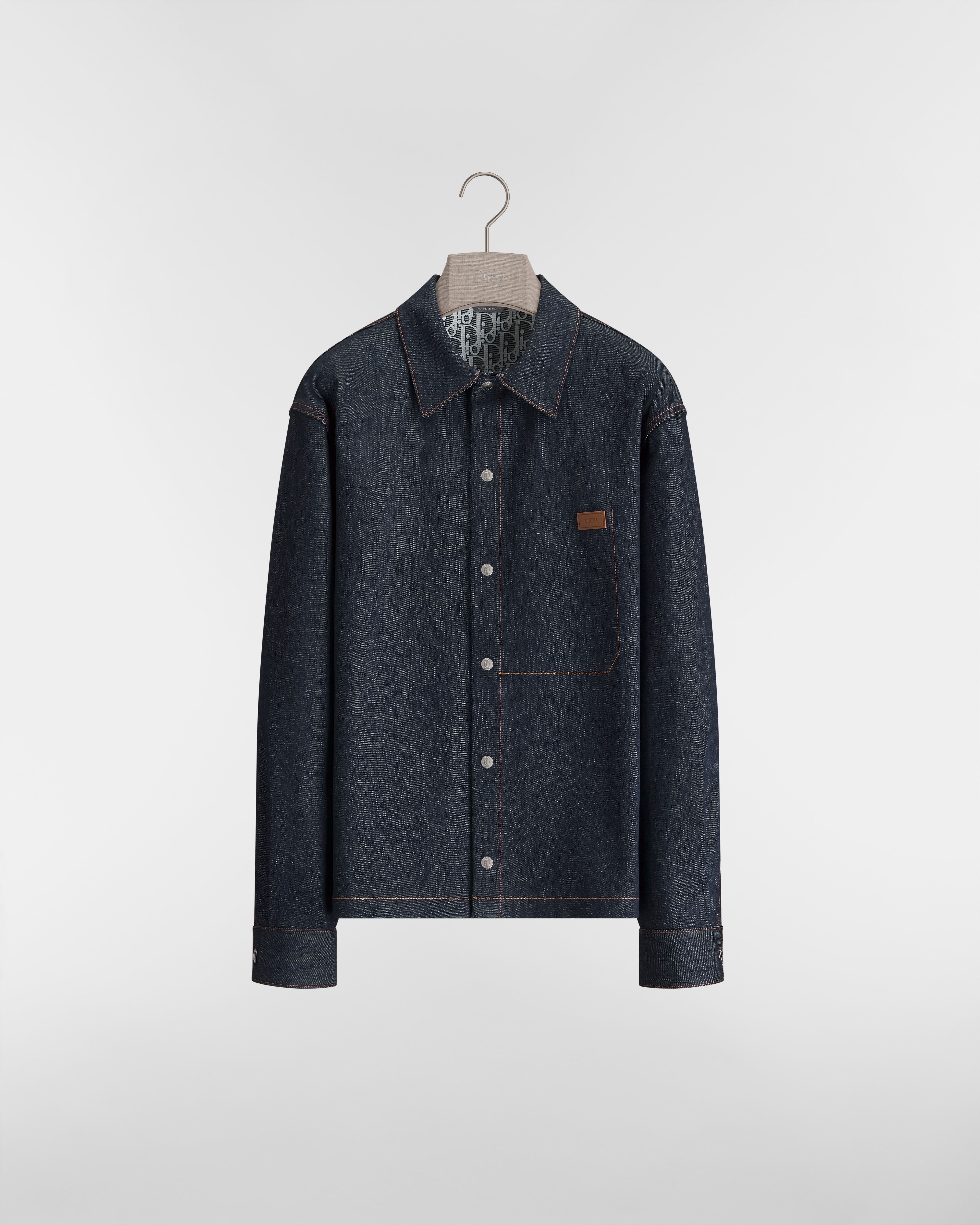 Dior Oblique Hemdjacke Unbehandelter Baumwolldenim in Blau E01