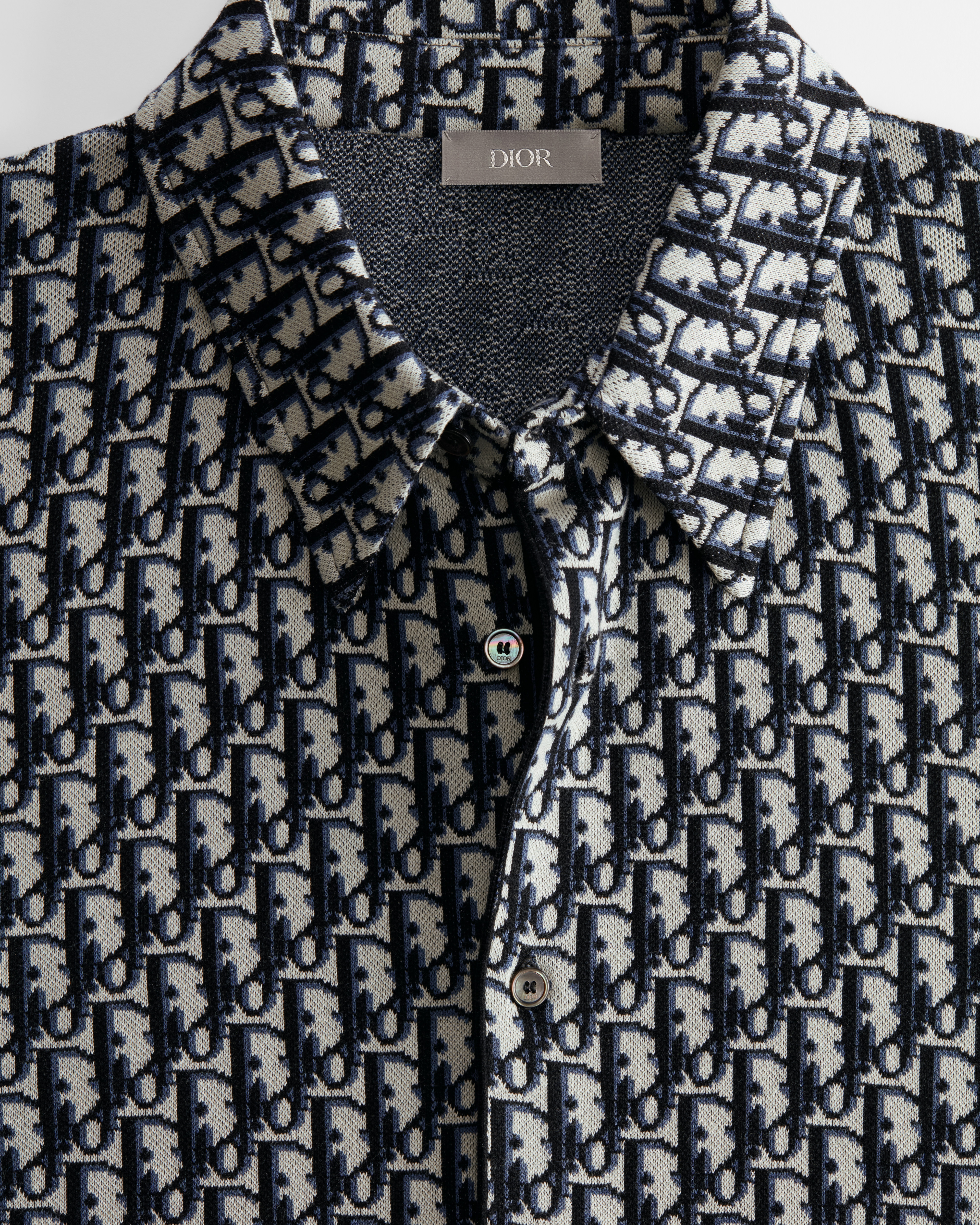 Giacca-camicia Dior Oblique Jacquard di cotone blu navy E09