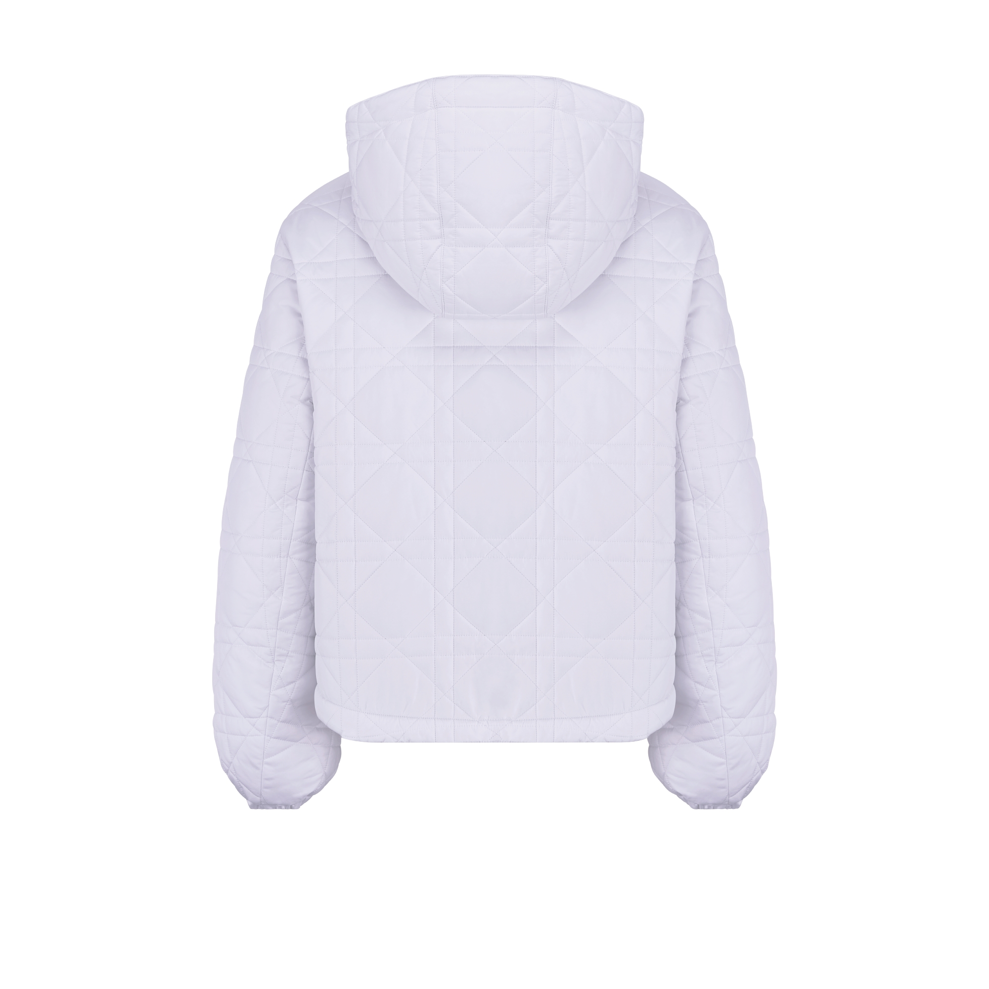 DiorAlps Macrocannage Cropped Puffer Jacket with Hood White Quilted Technical Taffeta E08