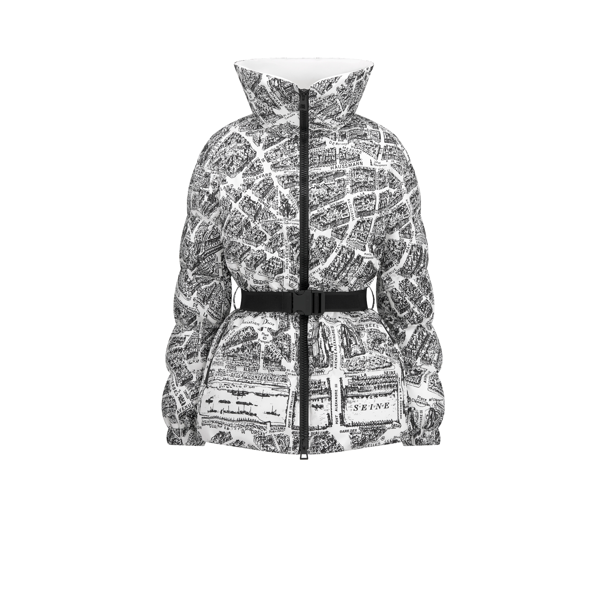 DiorAlps Belted Puffer Jacket White and Black Padded Technical Taffeta ...