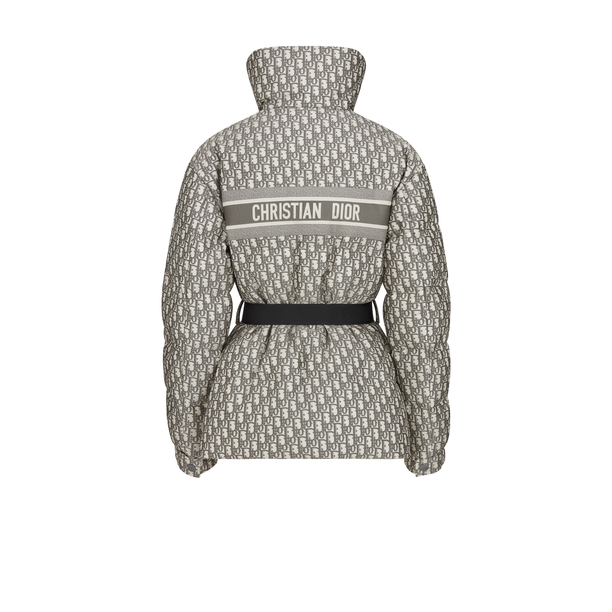 DiorAlps 벨트 푸퍼 재킷 그레이 Dior Oblique 퀼트 테크니컬 태피터 E08