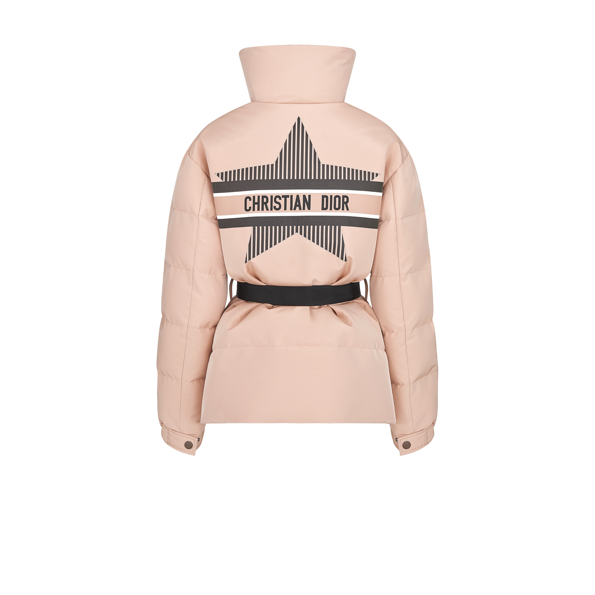 DiorAlps Belted Puffer Jacket Pink Quilted Technical Taffeta with Black Dior Star Motif E08