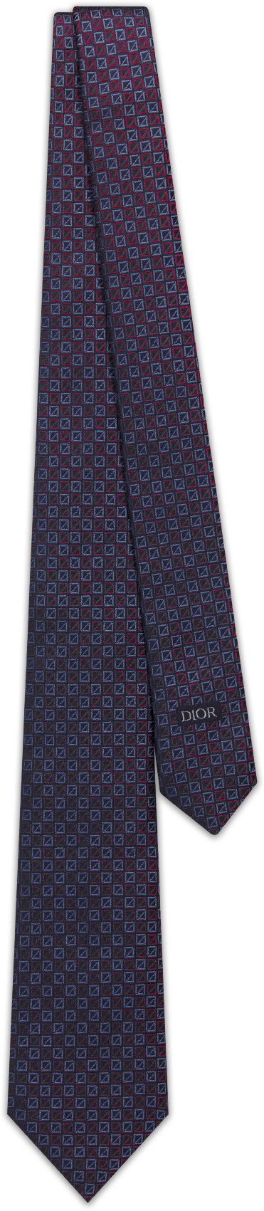 Cravatta CD Diamond micro Seta blu navy, blu e bordeaux | DIOR