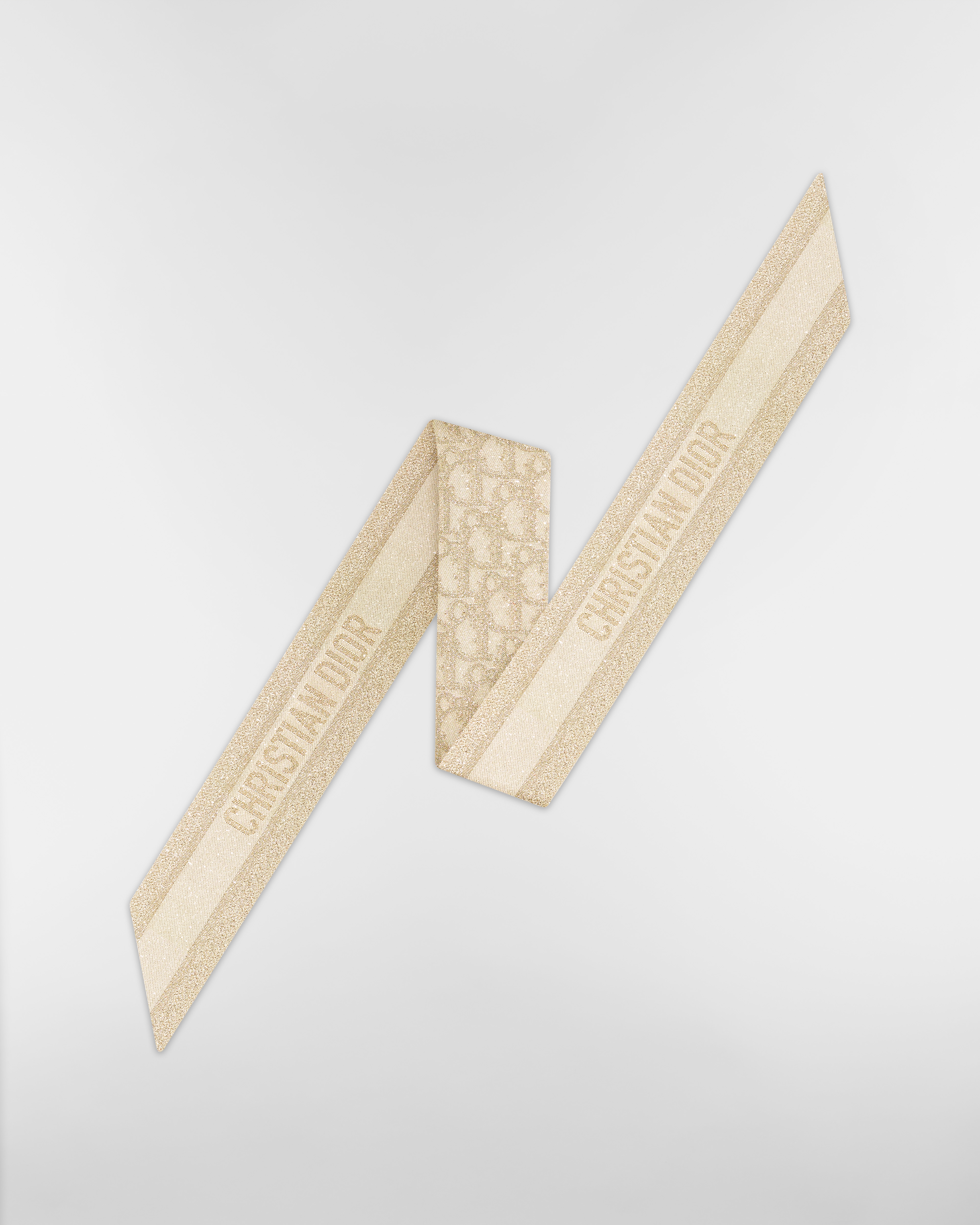 Dior Oblique Mitzah Scarf Gold-Tone Silk Twill and Metallic Thread E08
