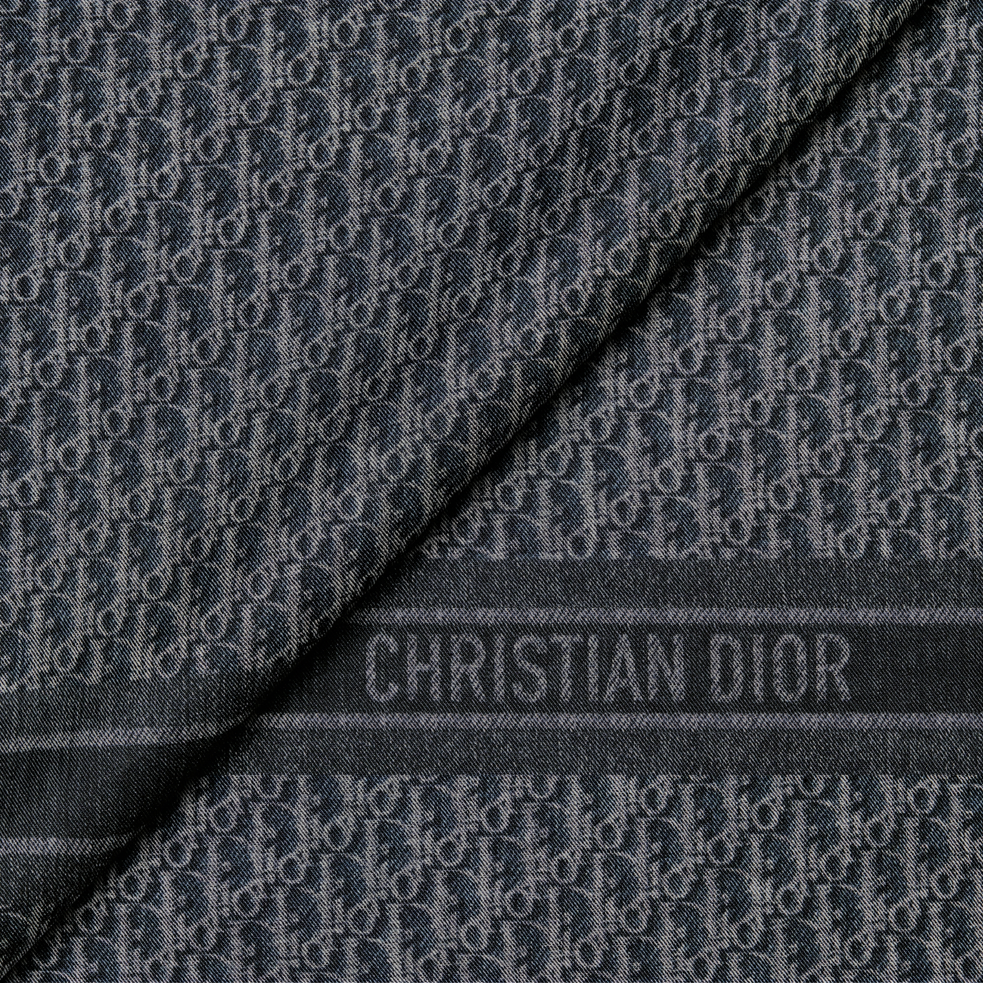 Dior Oblique Shawl Navy Blue Wool and Silk | DIOR