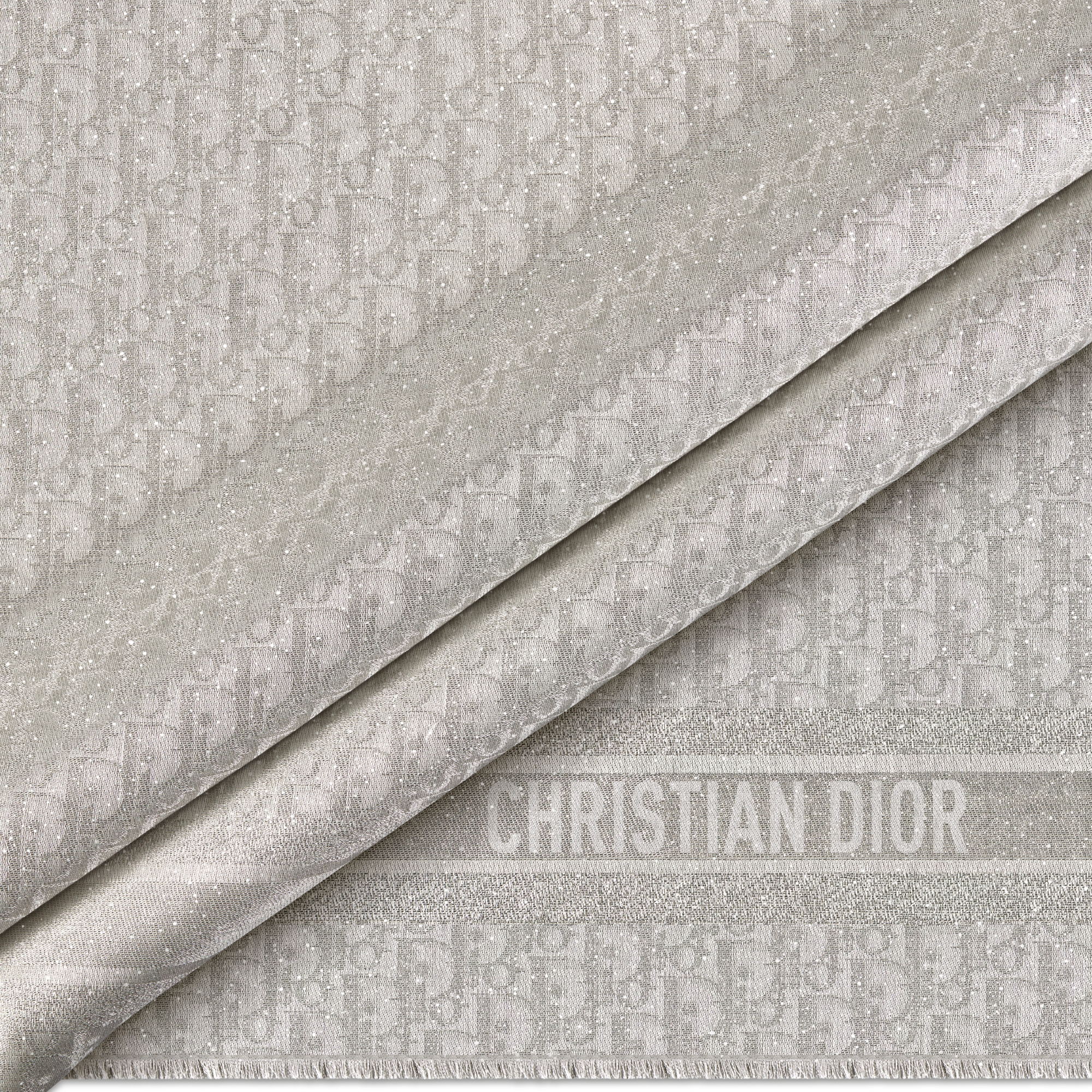 Xale Dior Oblique Mescla de seda com fio metálico prateado E09