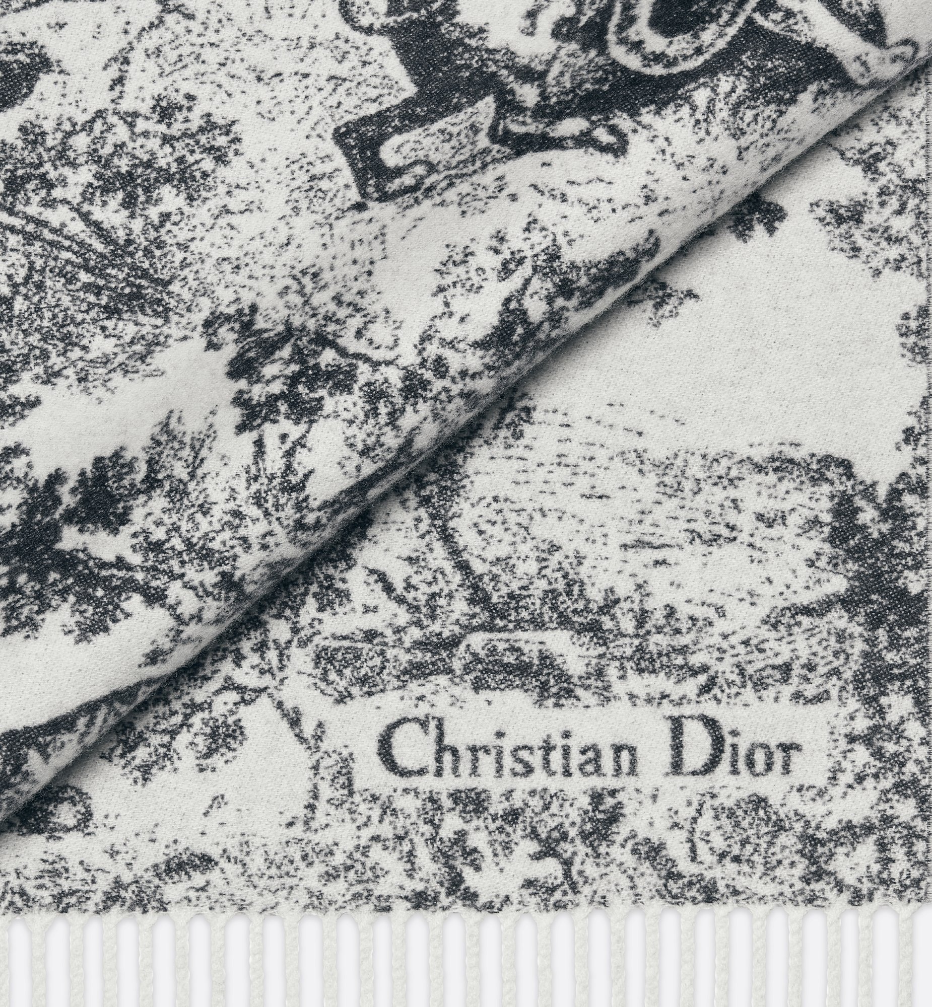 Toile de Jouy Sauvage Scarf Navy Blue Cashmere and Wool | DIOR Toile de Jouy Sauvage Scarf Navy Blue Cashmere and Wool | DIOR