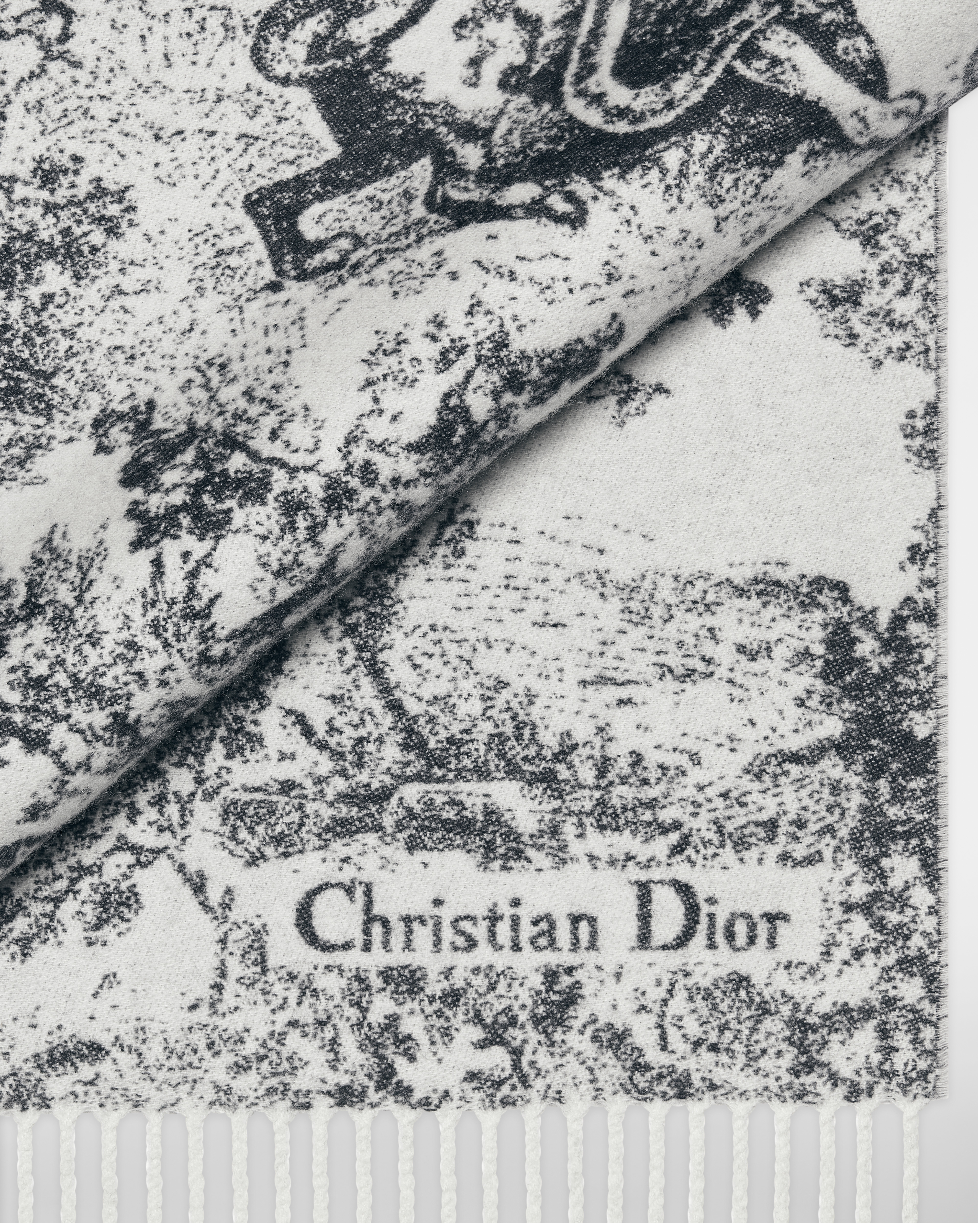 Toile de Jouy Sauvage Schal Kaschmir und Wolle in Marineblau E09