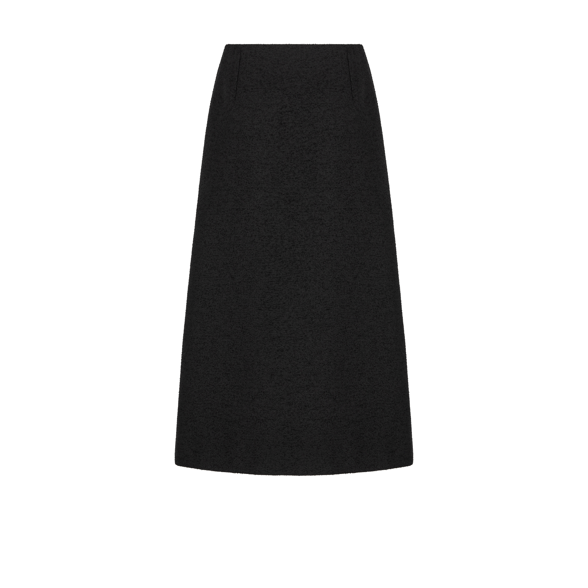 Ausgestellter Midirock Bouclé aus Schur- und Baumwollmischung in Schwarz E08